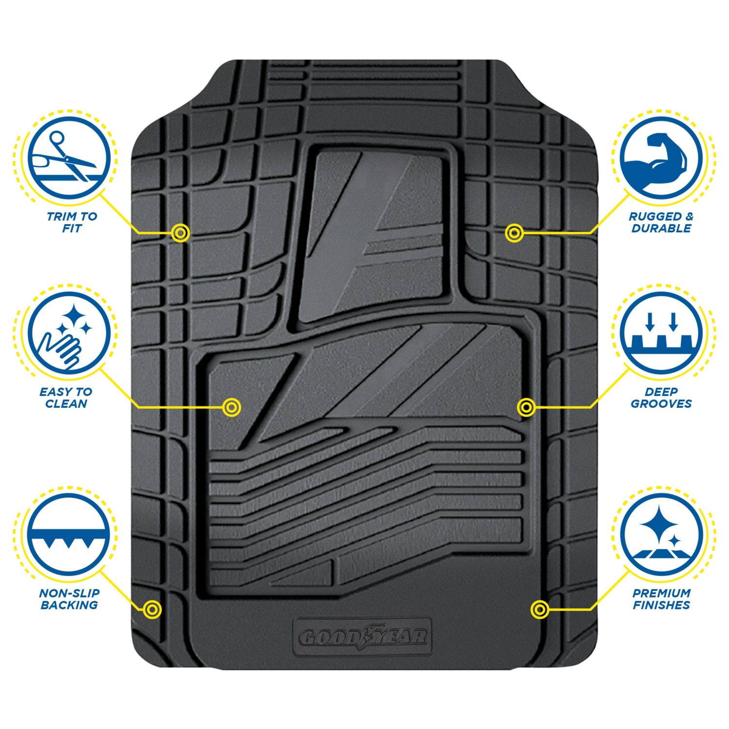 Goodyear Black Premium Rubber SUV Floor Mats 4 Piece