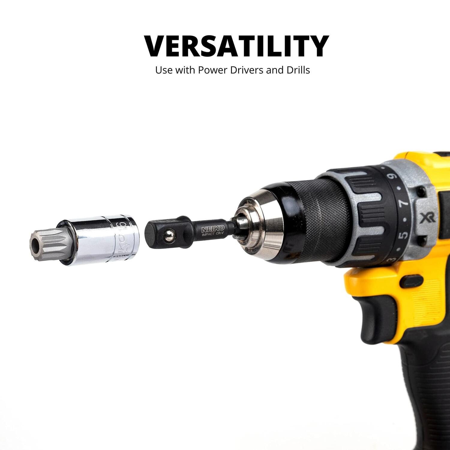 NEIKO Quick Change, Cr-V, Impact Socket Adapter and Magnetic Bit Holder ...