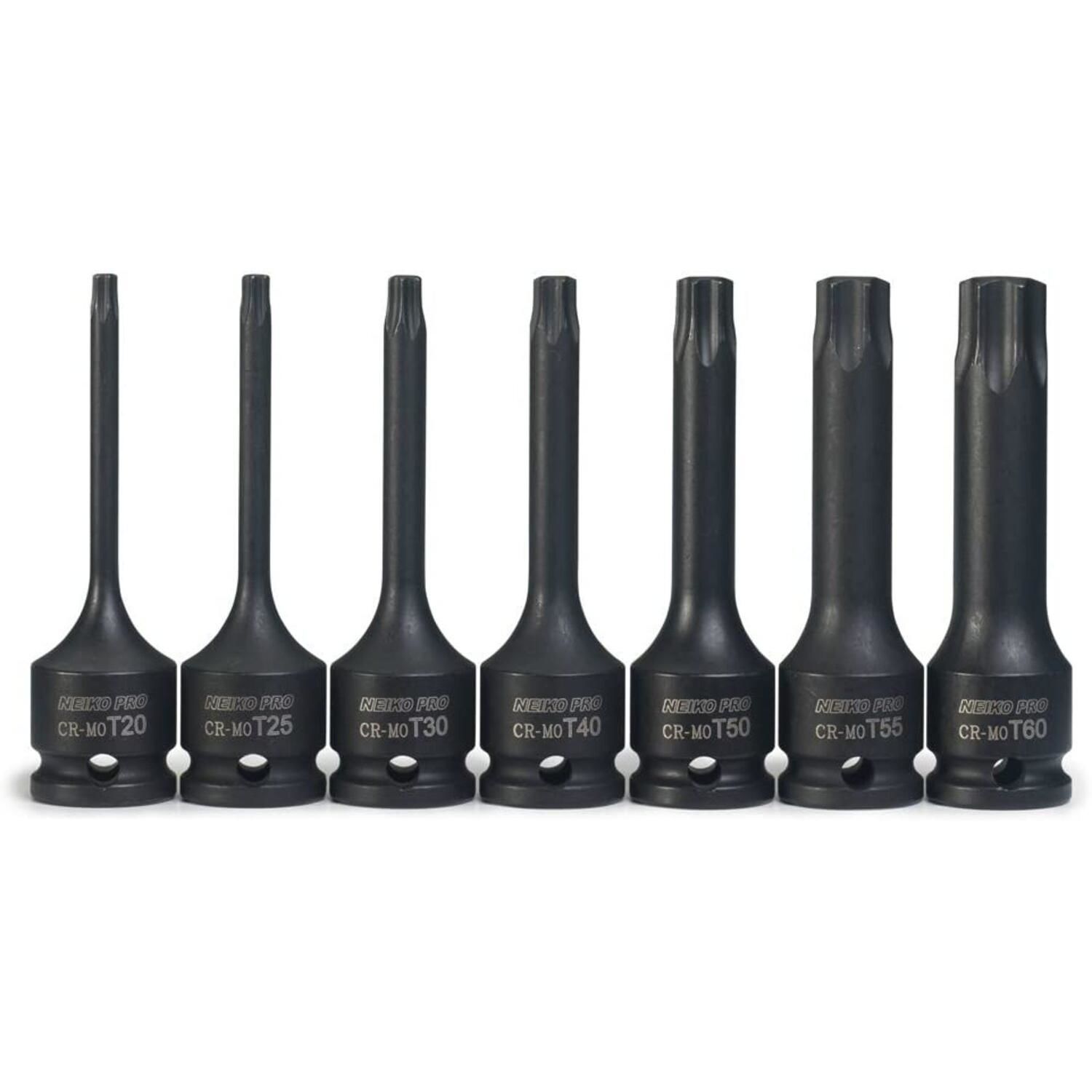 NEIKO 3/8in Drive Torx Impact Bit Socket Set 7 Piece