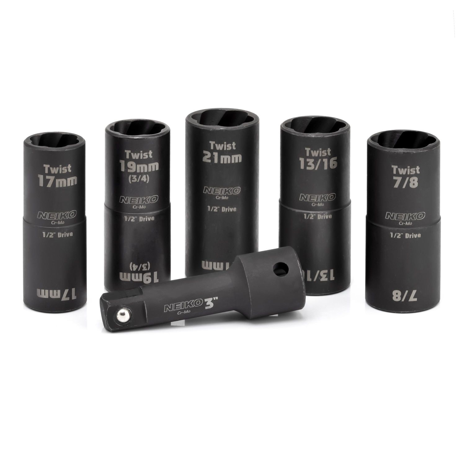NEIKO 1/2in Drive SAE and Metric Deep Twist Impact Flip Socket Set