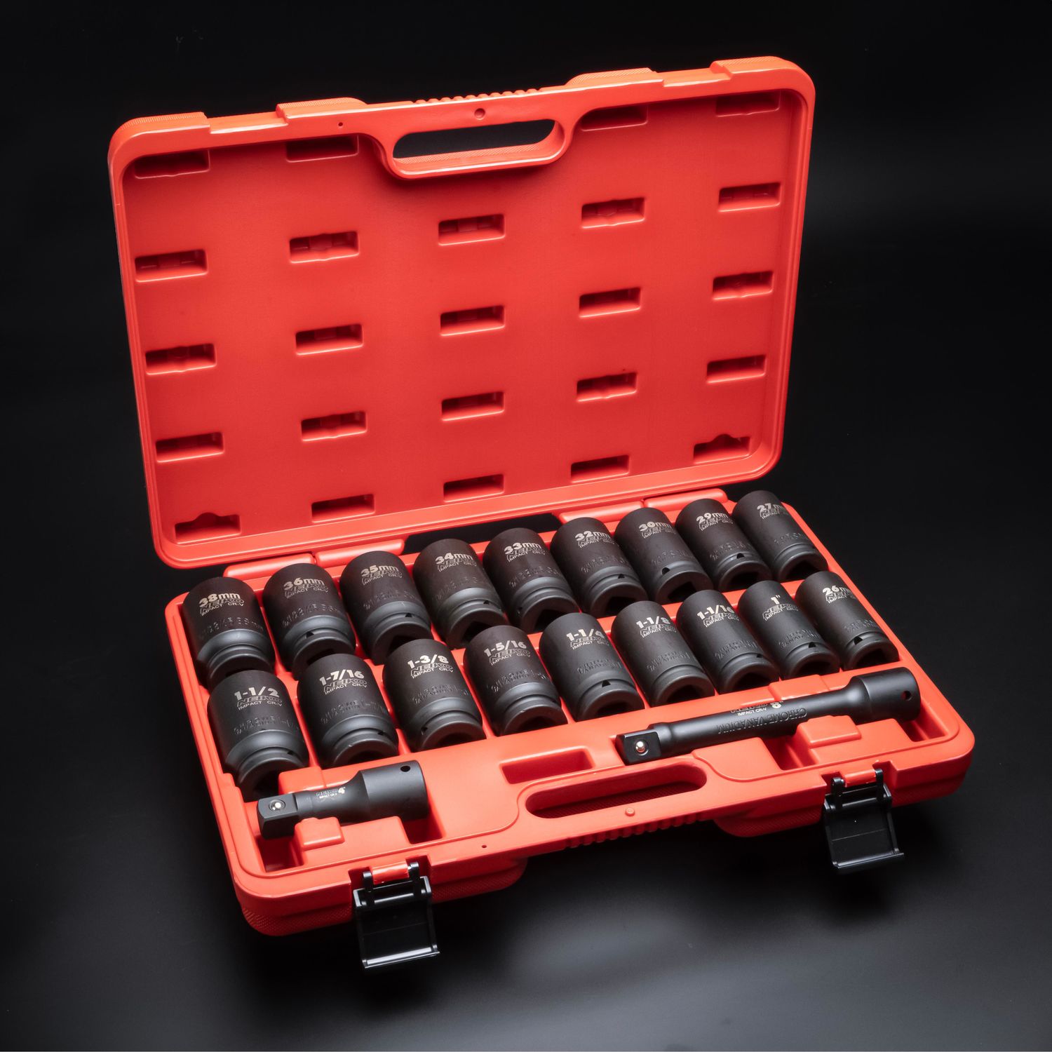 NEIKO 3/4in Drive SAE and Metric Deep Impact Socket Set 20 Piece