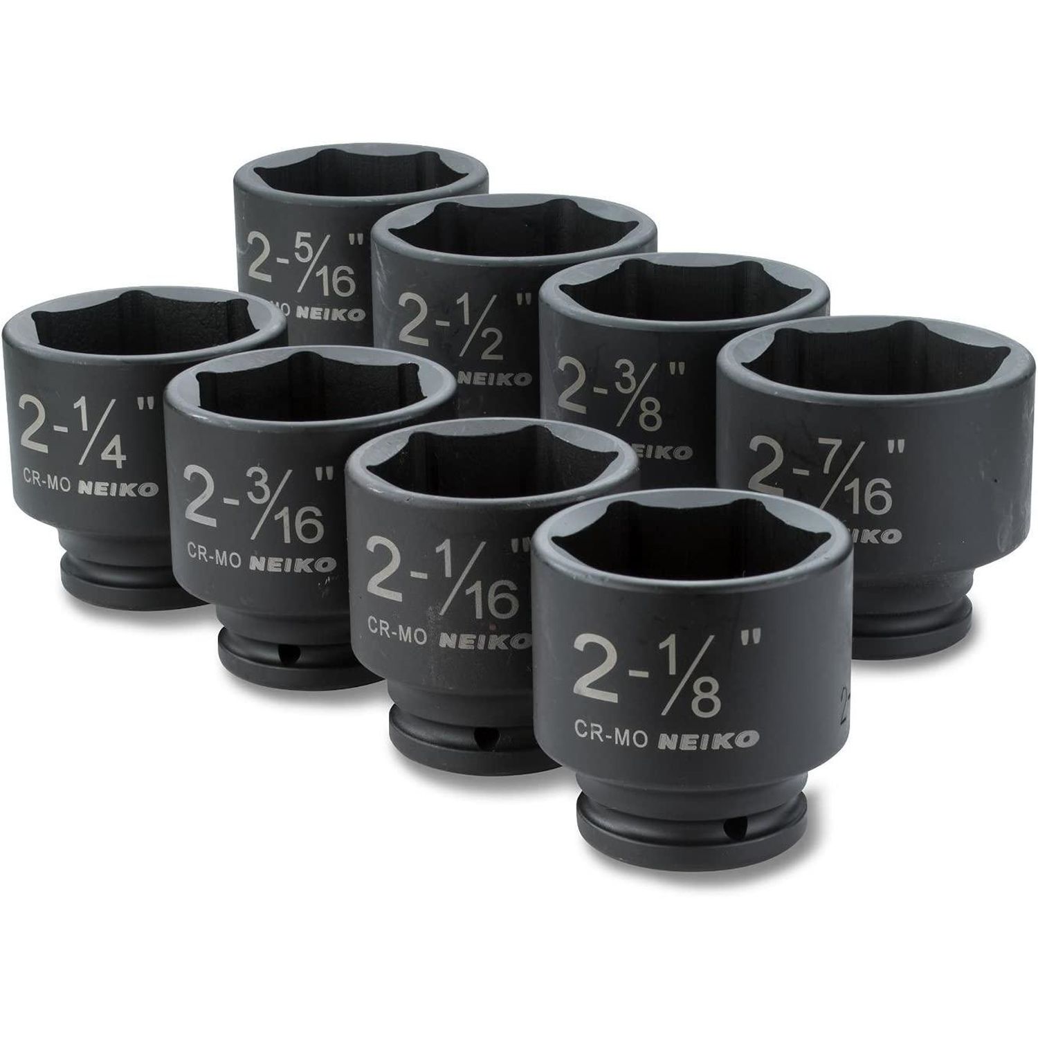 NEIKO 3/4in Drive Jumbo SAE Shallow Impact Socket Set 8 Piece