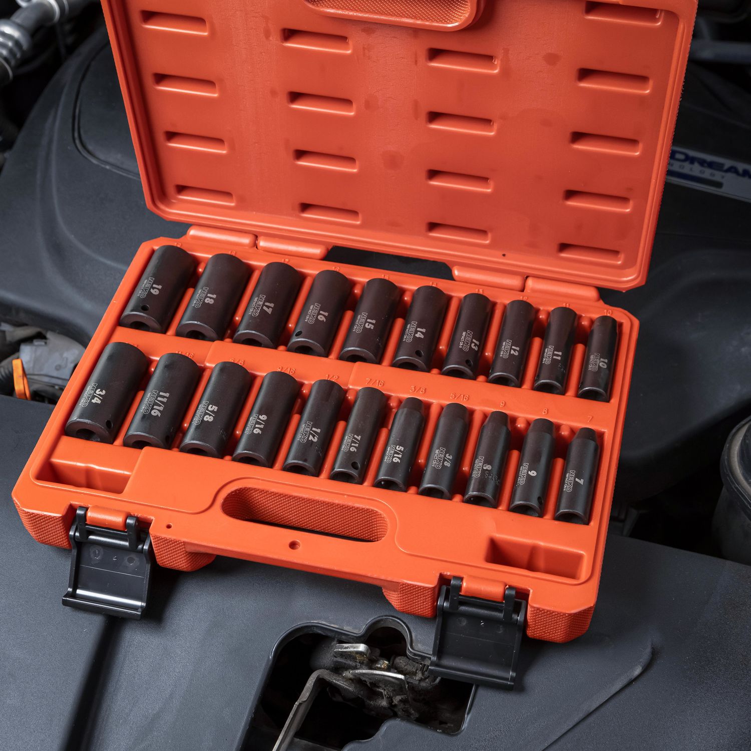 NEIKO 3/8in Drive SAE and Metric Deep Impact Socket Set 21 Piece