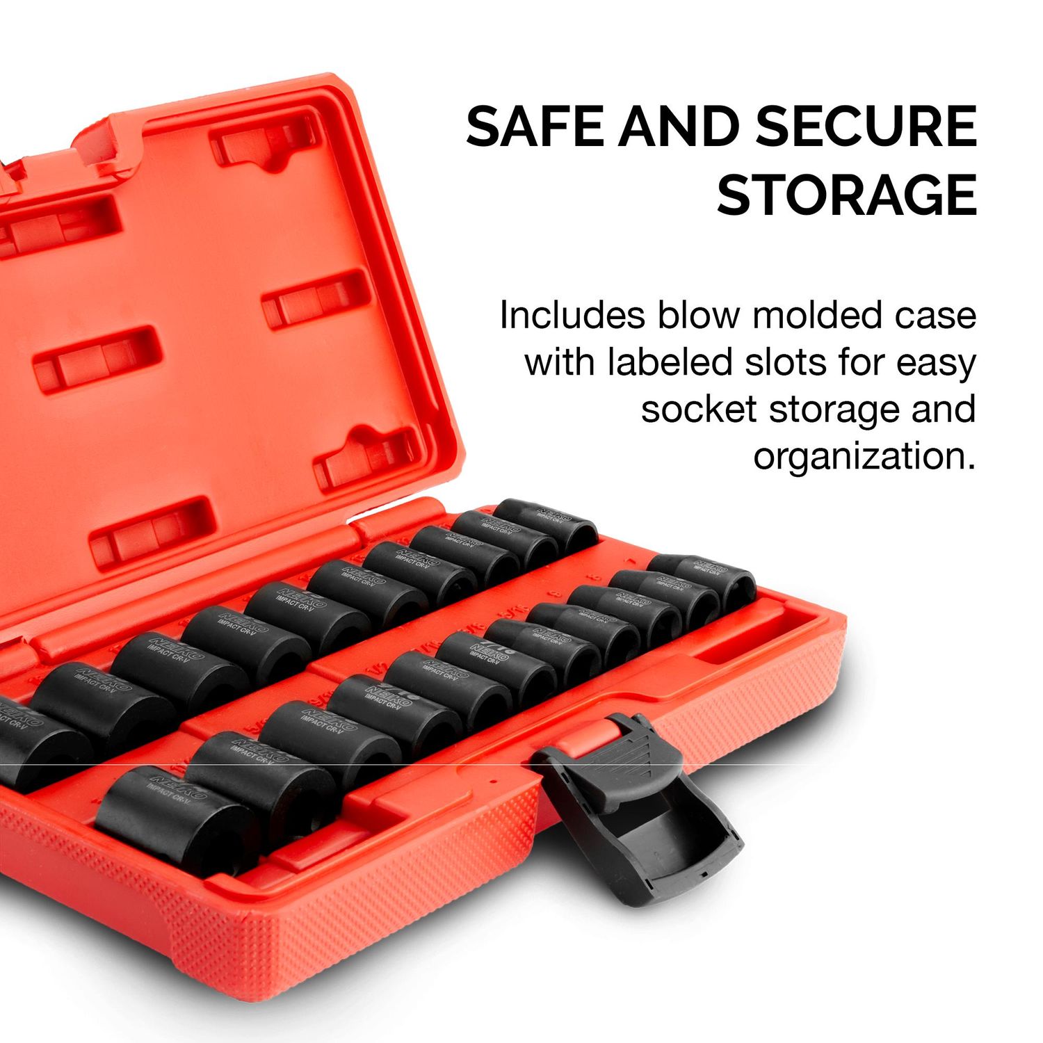 NEIKO 3/8in Drive SAE and Metric Shallow Impact Socket Set 21 Piece
