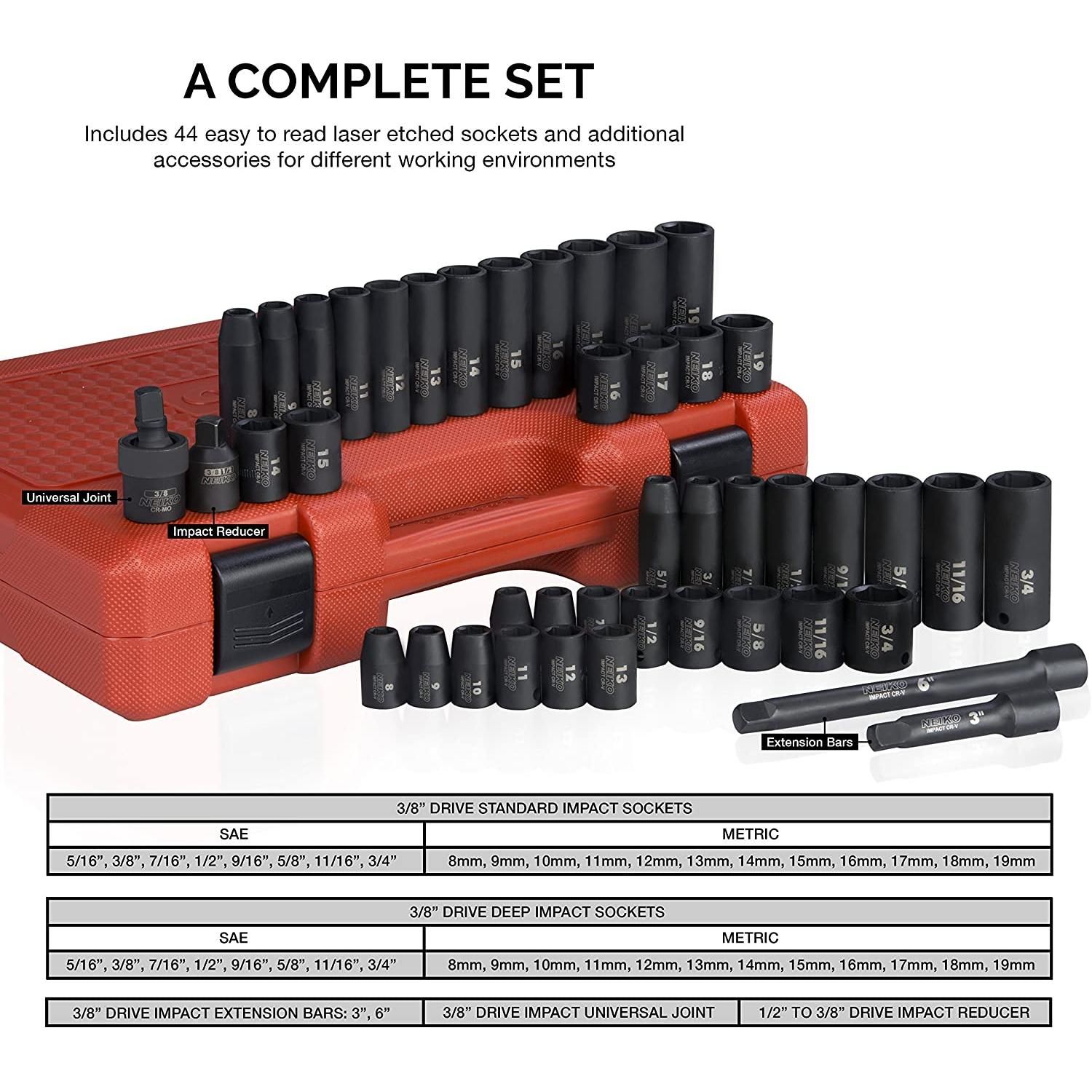 sunao　③ ⑥ NEIKO XZN Metric Triple Square Spline Bit Socket Set 10 Piece