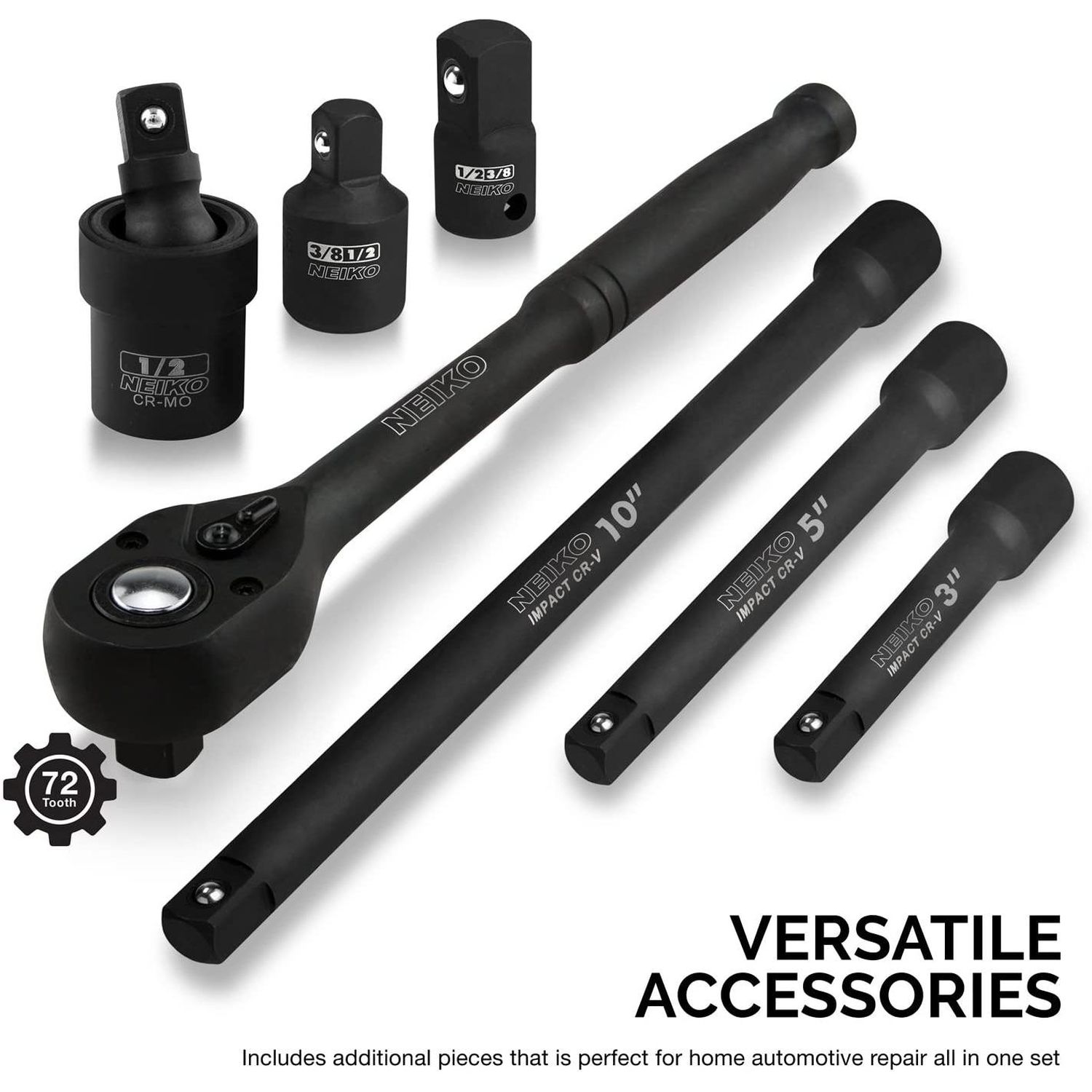 NEIKO 1/2in Drive SAE and Metric Deep Impact Socket Set 35 Piece