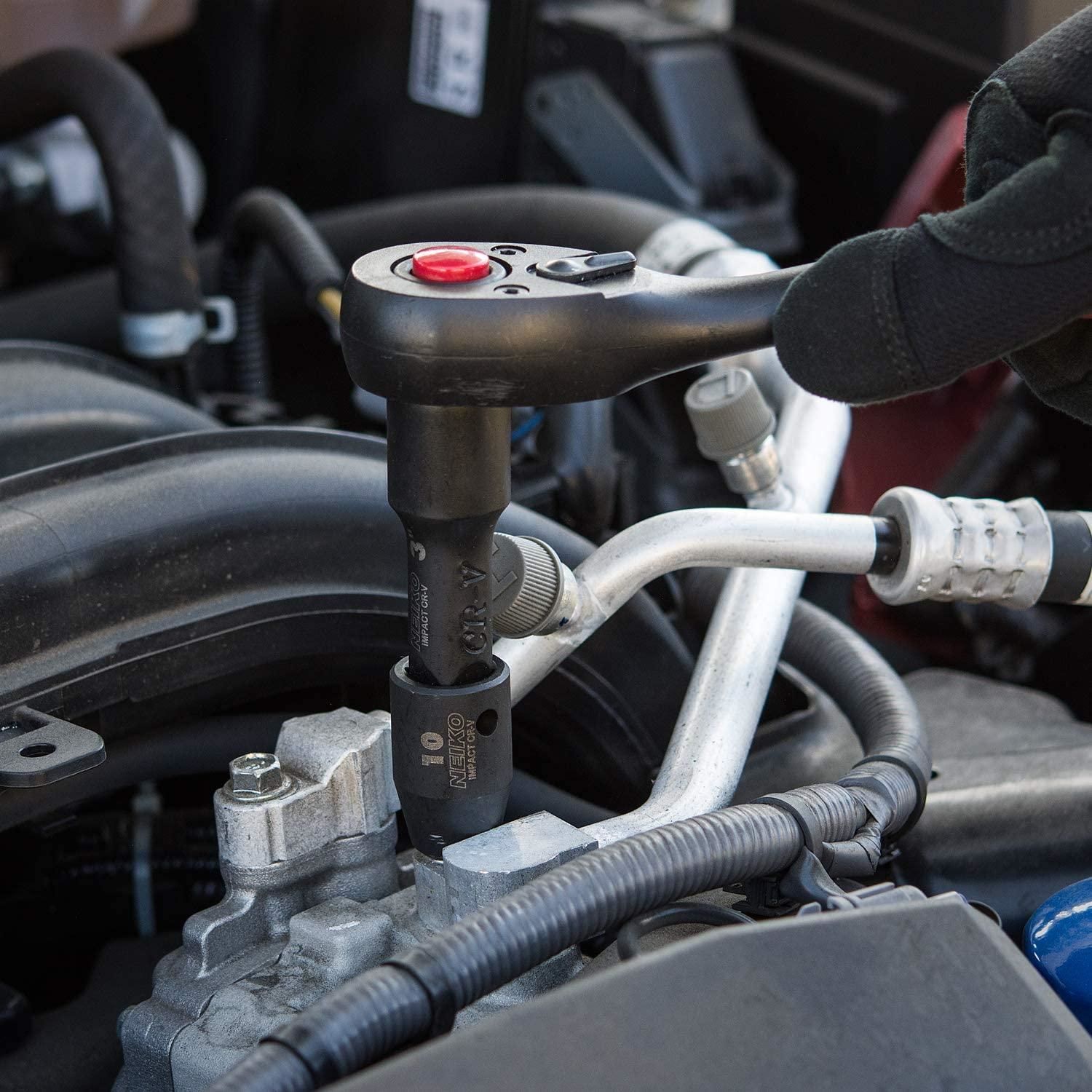 NEIKO 1/2in Drive SAE and Metric Shallow Impact Socket Set 32 Piece