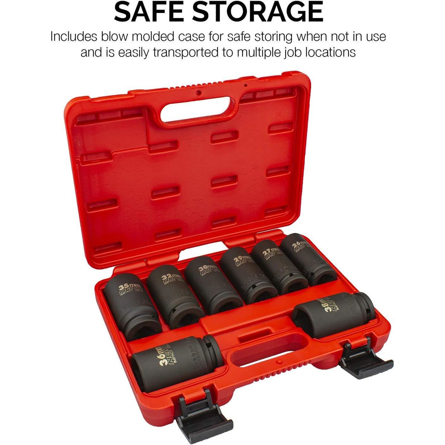 NEIKO 3/4in Drive Jumbo Metric Deep Impact Socket Set 8 Piece