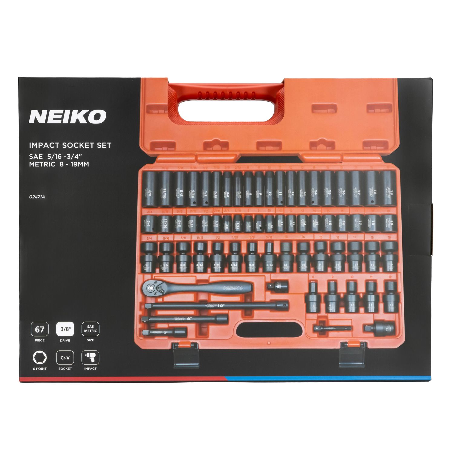 NEIKO 3/8in Drive Swivel SAE and Metric Deep and Shallow Impact