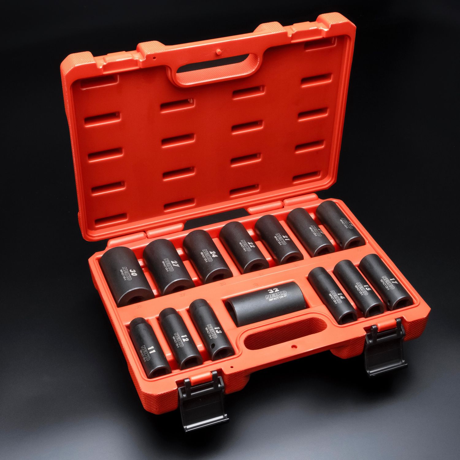 NEIKO 1/2in Drive Metric Deep Impact Socket Set 14 Piece
