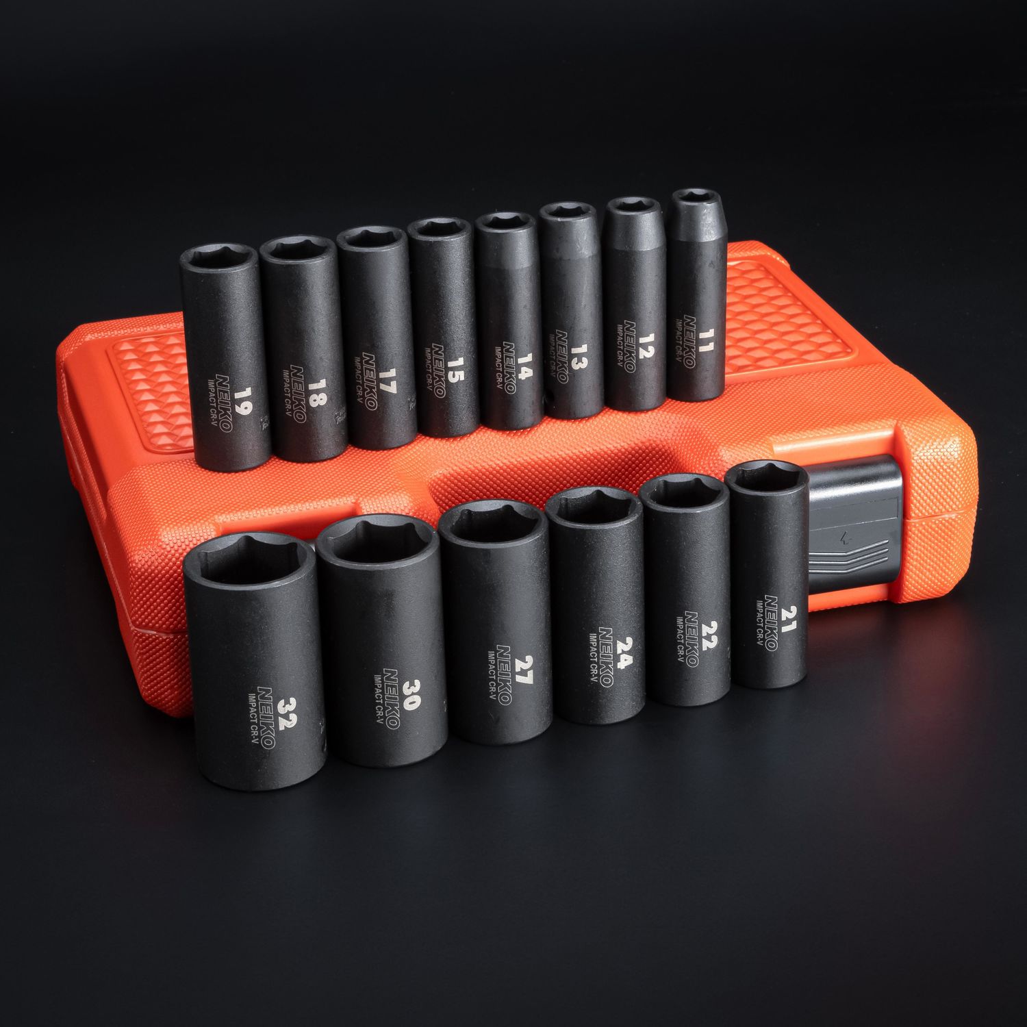NEIKO 1/2in Drive Metric Deep Impact Socket Set 14 Piece