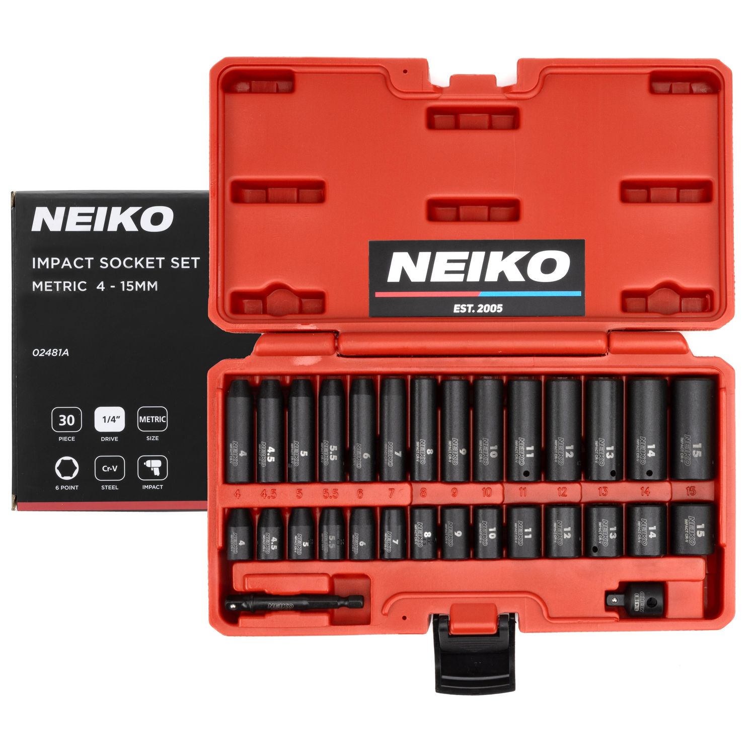 NEIKO 1/4in Drive Metric Deep and Shallow Impact Socket Set