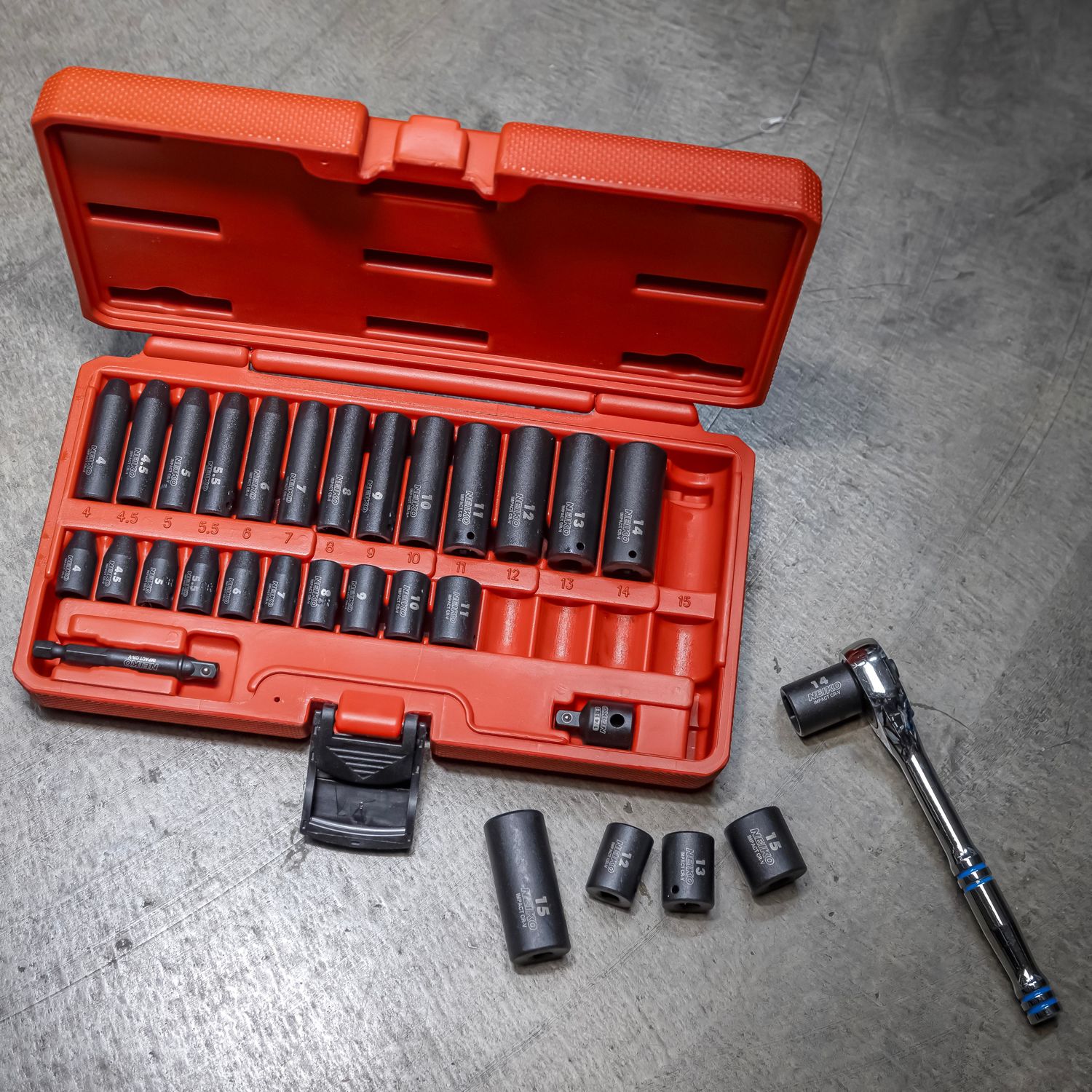 NEIKO 1/4in Drive Metric Deep and Shallow Impact Socket Set