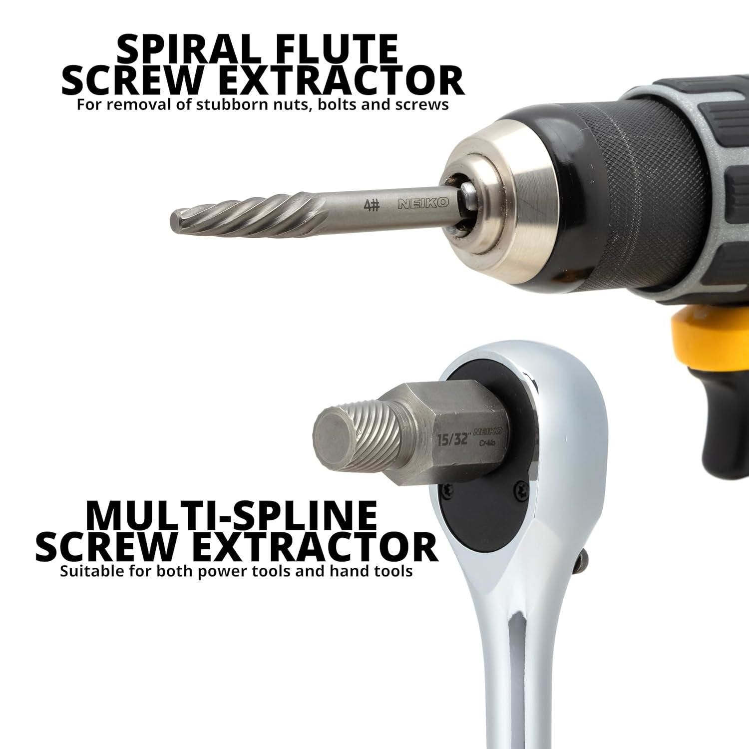 NEIKO 3/8in Drive Deep and Shallow Screw, Lug Nut and Bolt Extractor ...