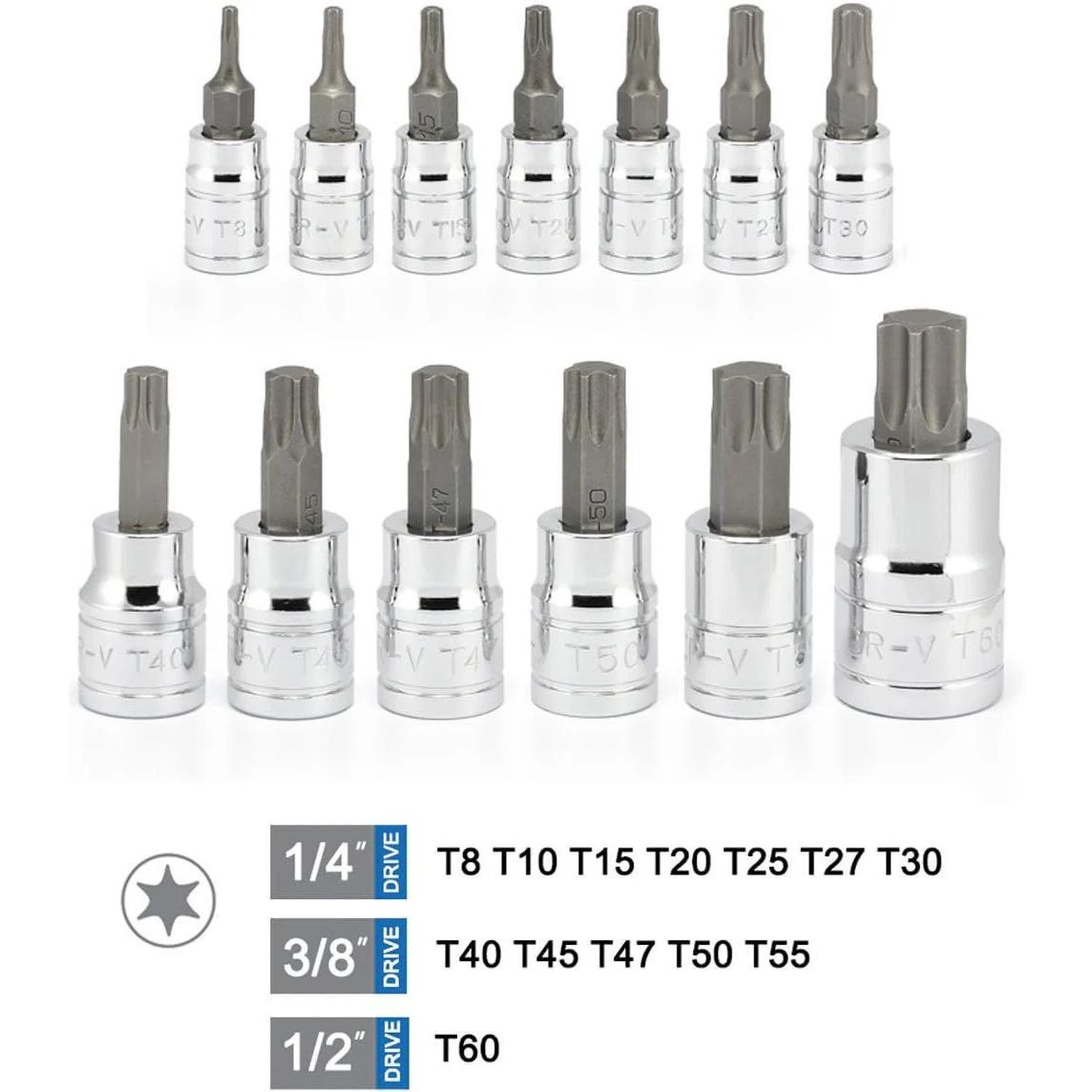 NEIKO Metric Hex and Torx Bit Socket Set 13 Piece