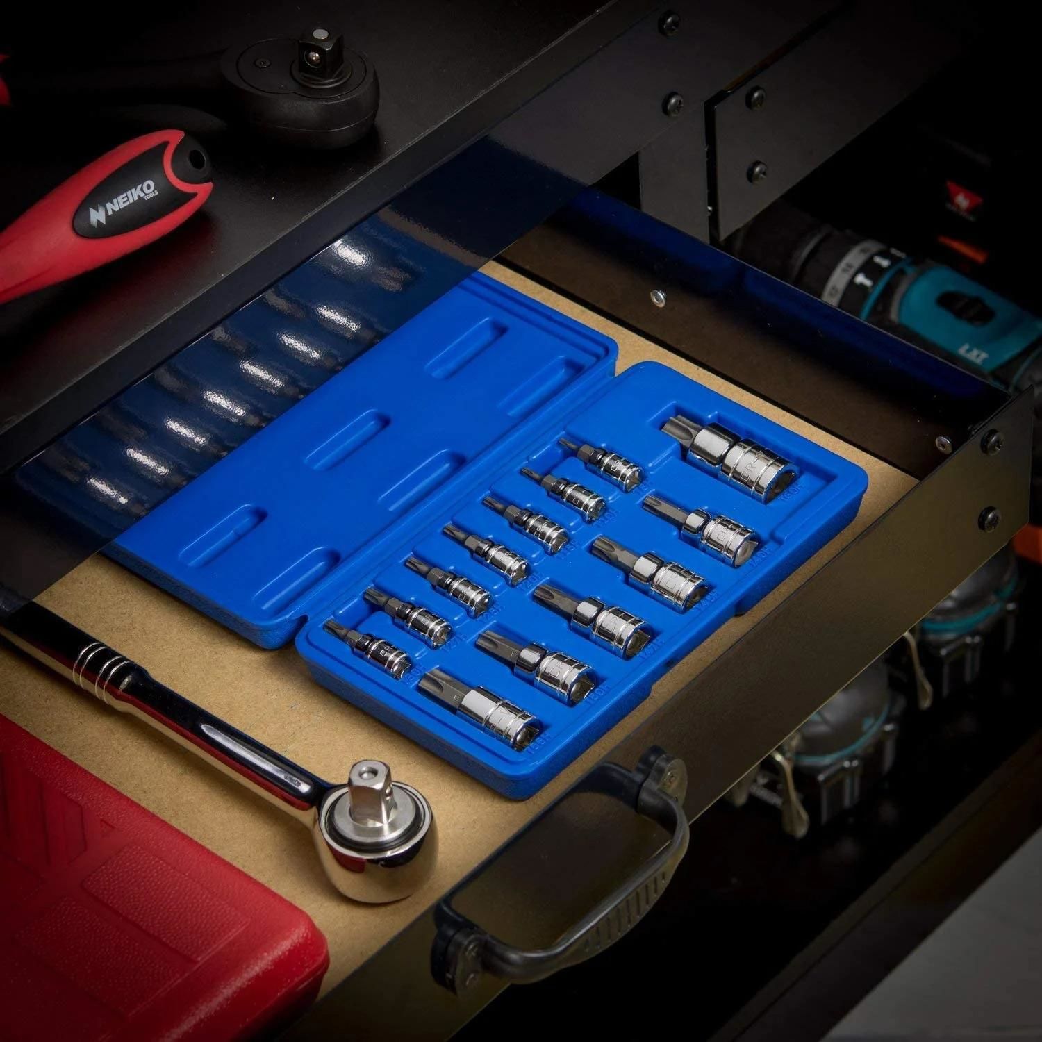 NEIKO T8-T60 Tamper Proof Torx Bit Socket Set 13 Piece