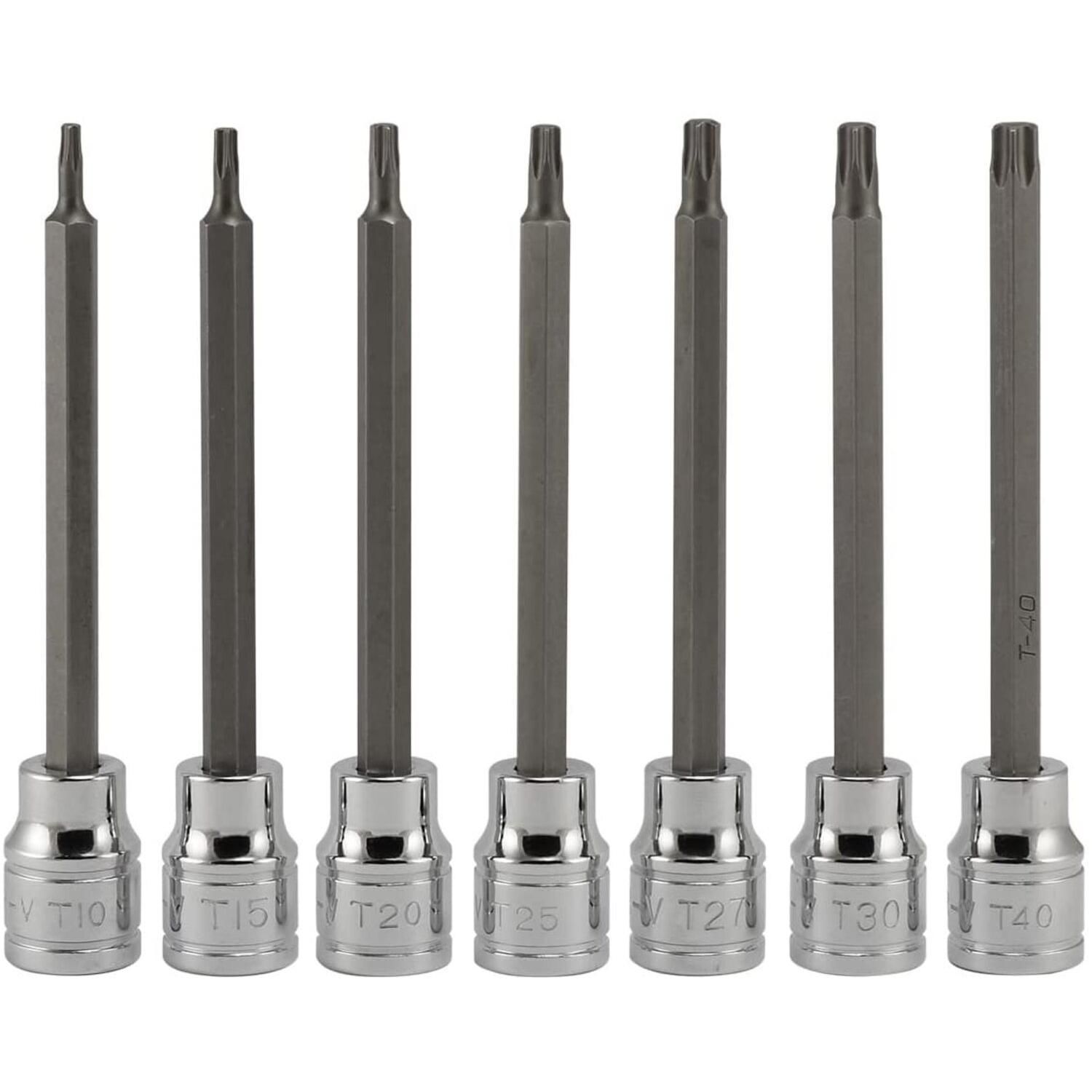 NEIKO 3/8in Drive Extra Long Torx Bit Socket Set 7 Piece