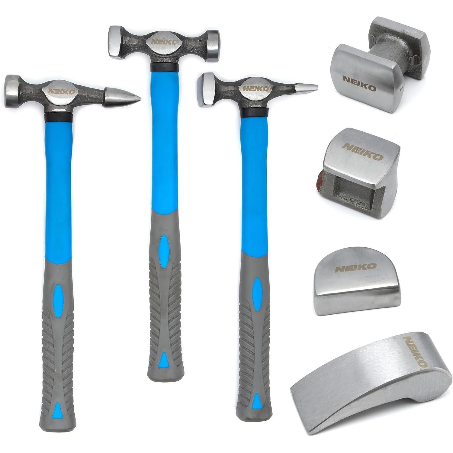 NEIKO Steel Auto Body Repair Hammer and Dolly Set 7 Piece