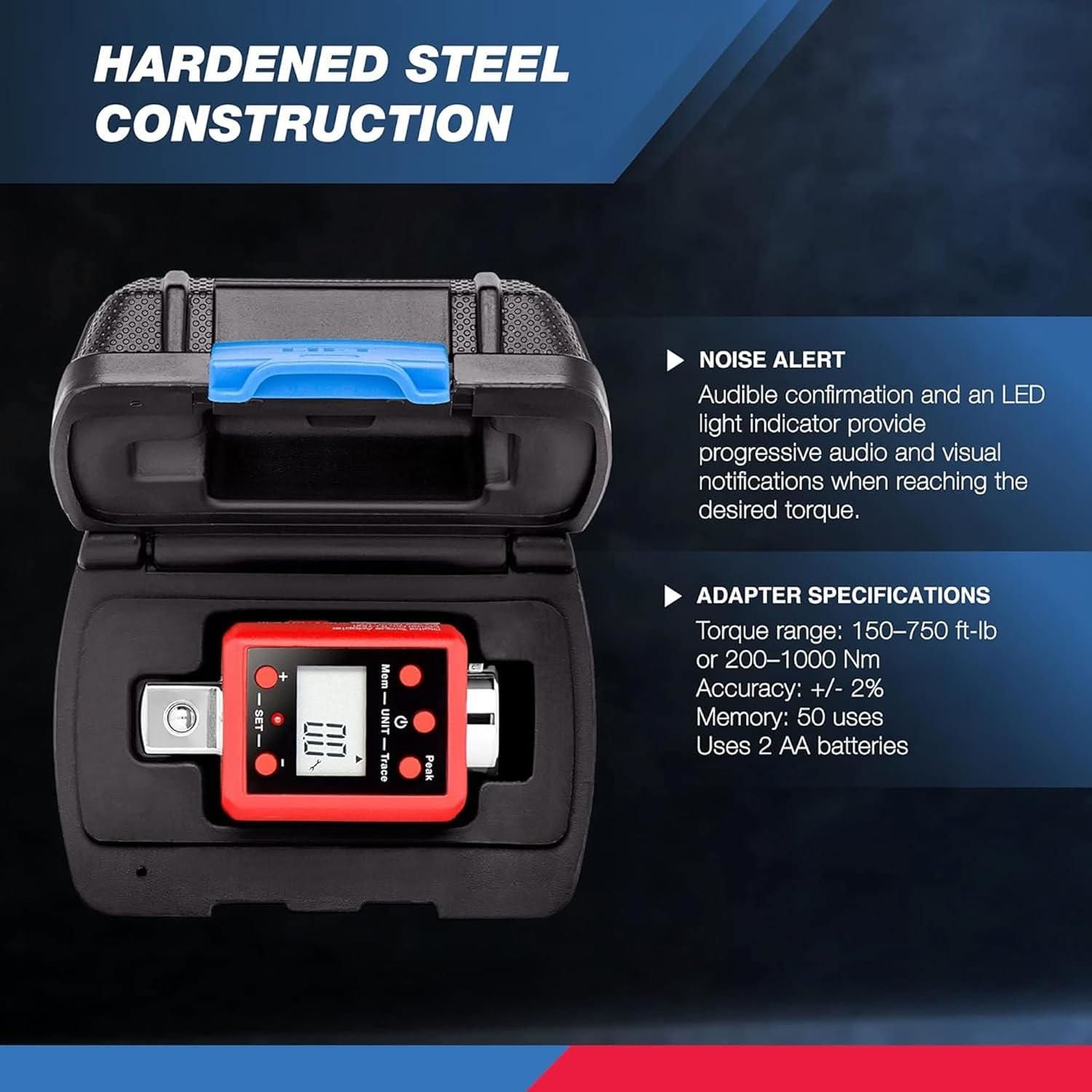 NEIKO 3/4in Drive 150-750 ft/lbs Digital Torque Adapter
