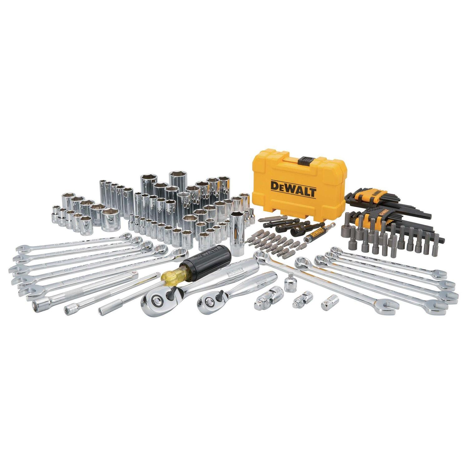 145 Piece Mechanics Tool Set With Sockets - 1/4in & 3/8in Drive, SAE & Metric, CR-V