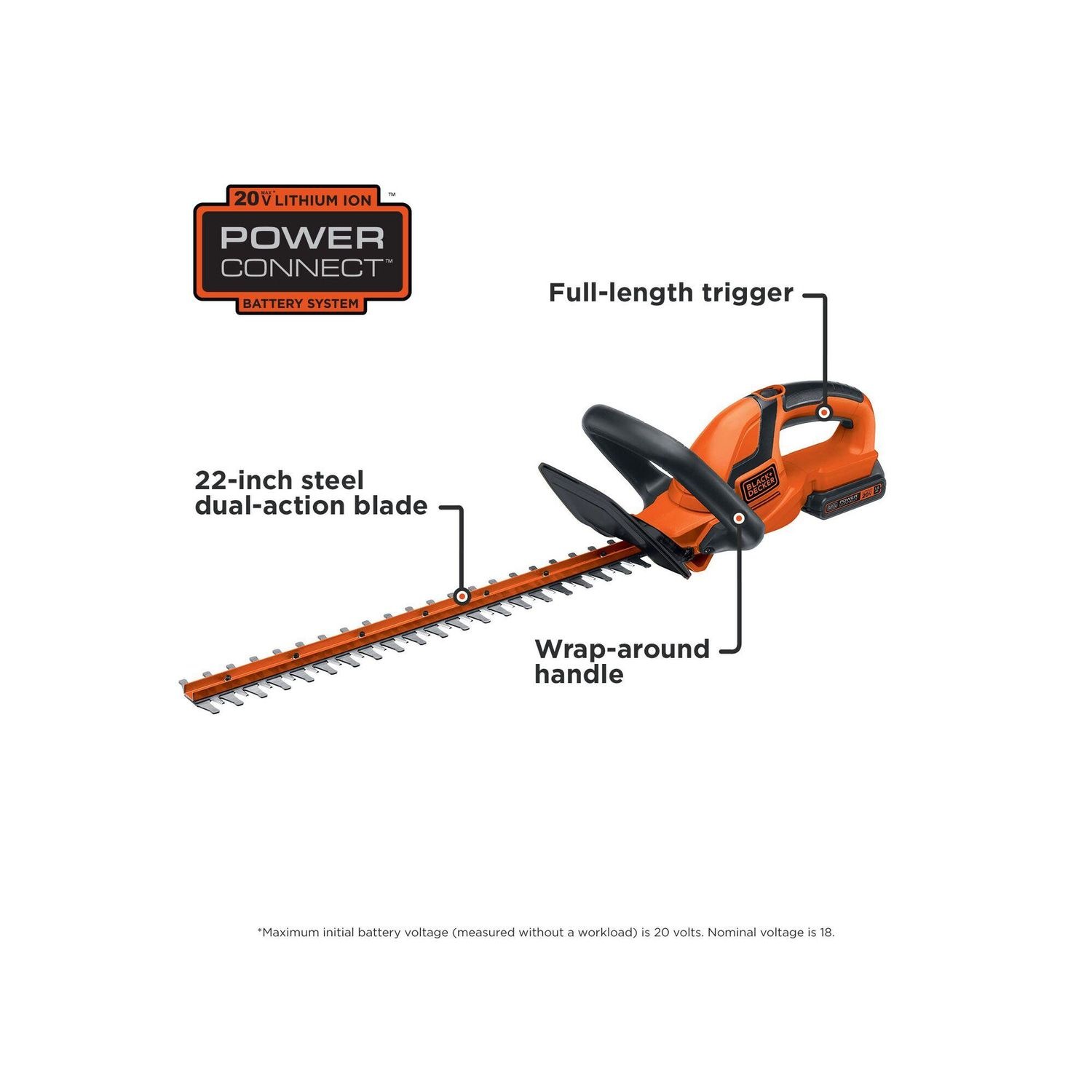 Black Decker 20 Volt Max 22in Hedge Trimmer