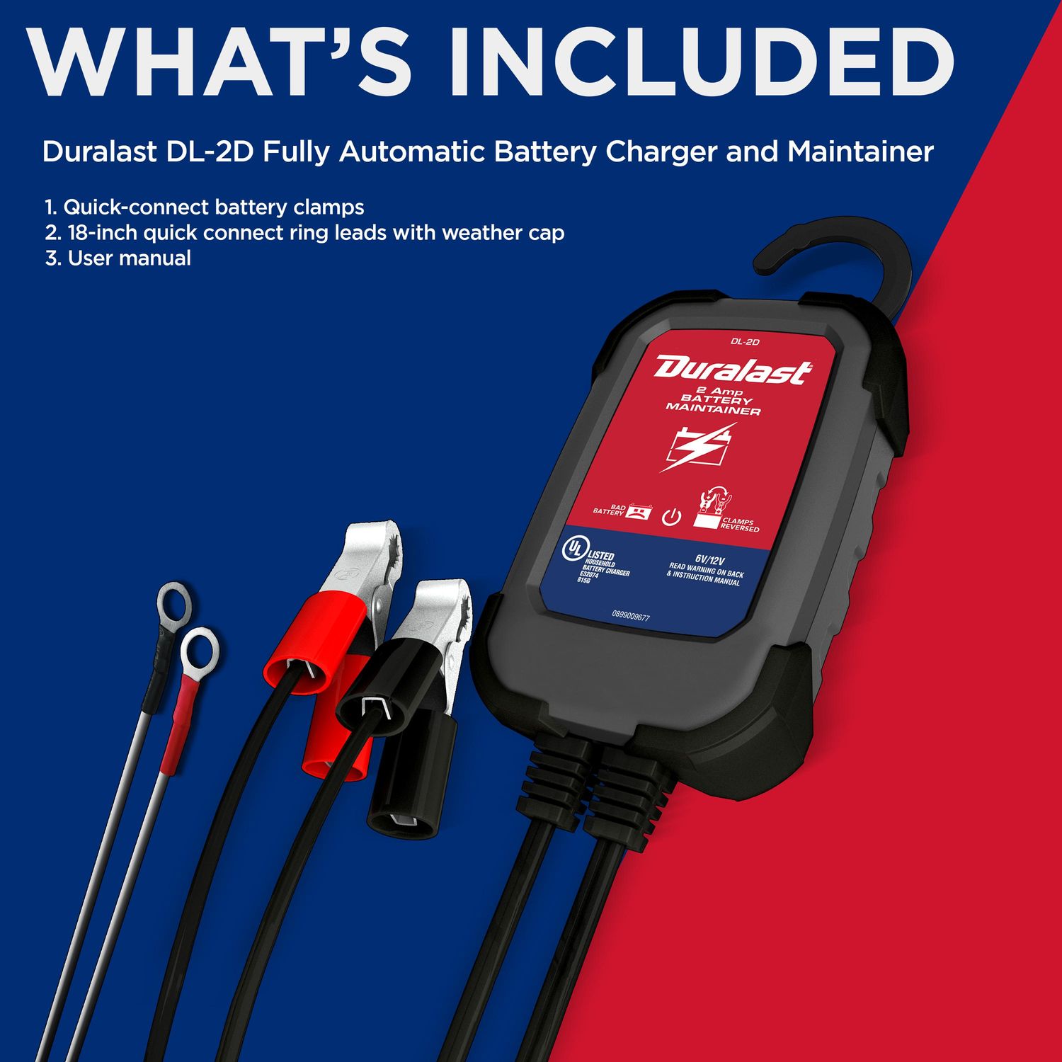 Duralast 2 Amps 6 to 12 Volt Battery Charger and Maintainer DL-2D