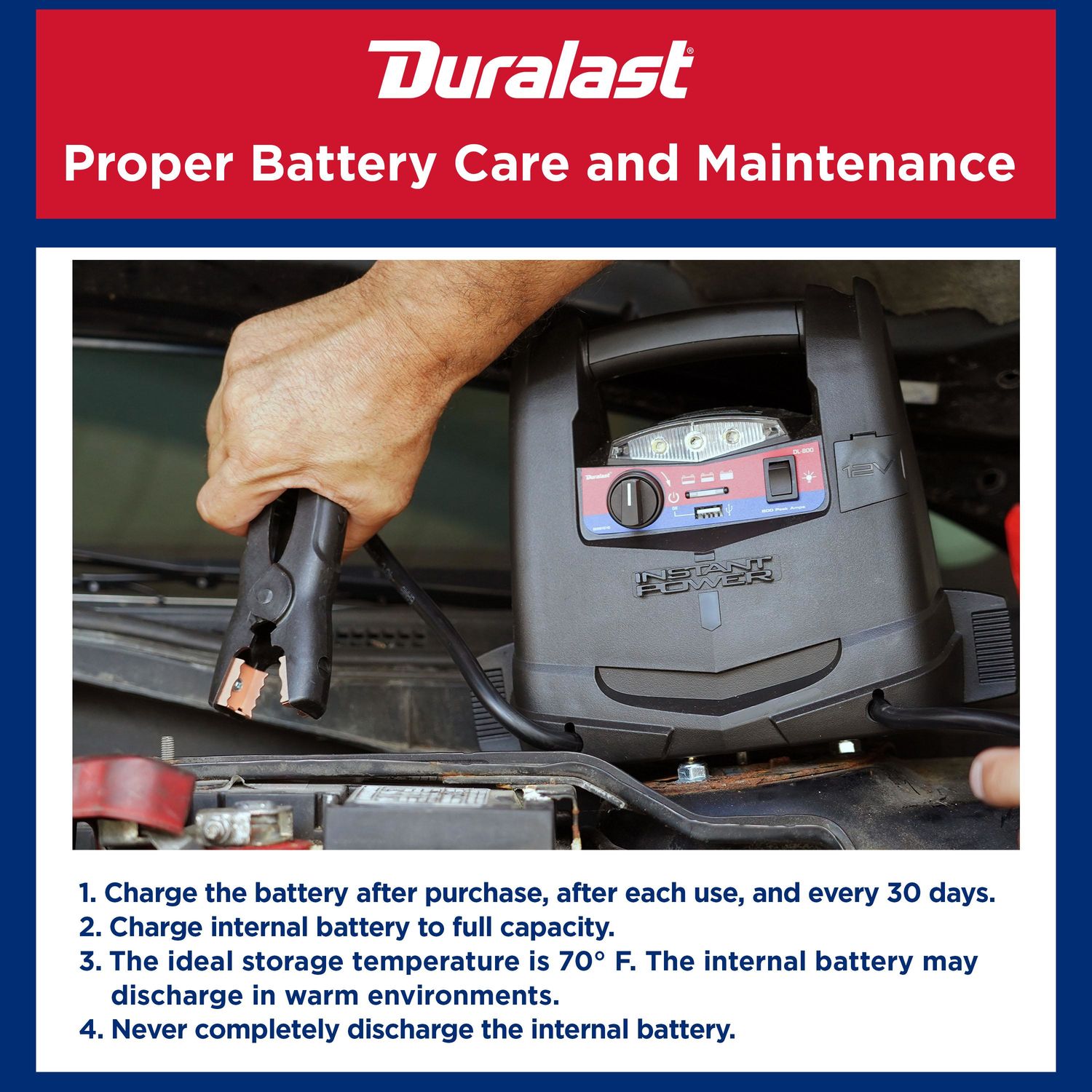 Duralast portable deals car battery charger