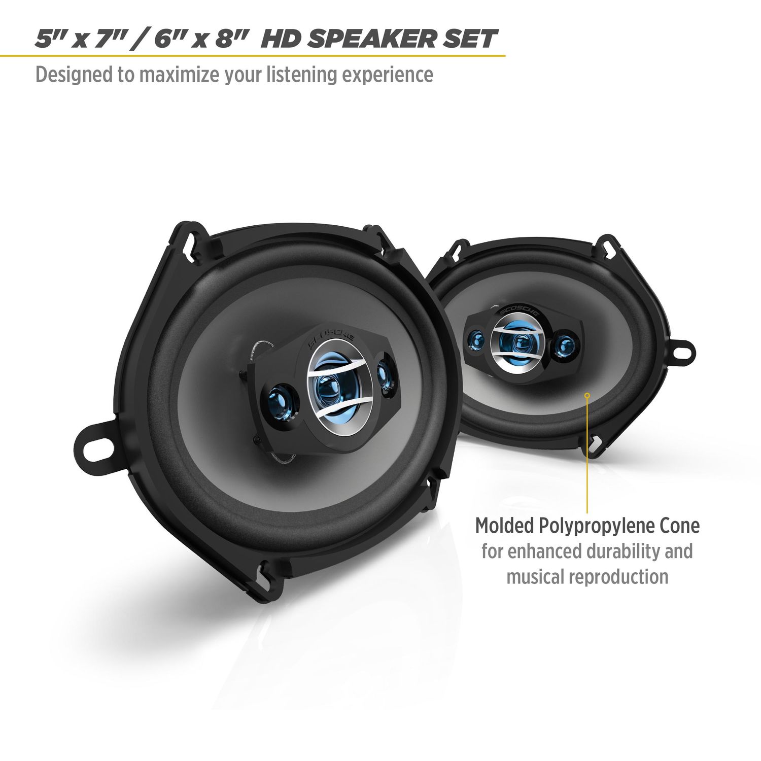 Scosche 5in x 7in and 6in x 8in 4 Way Speaker Set