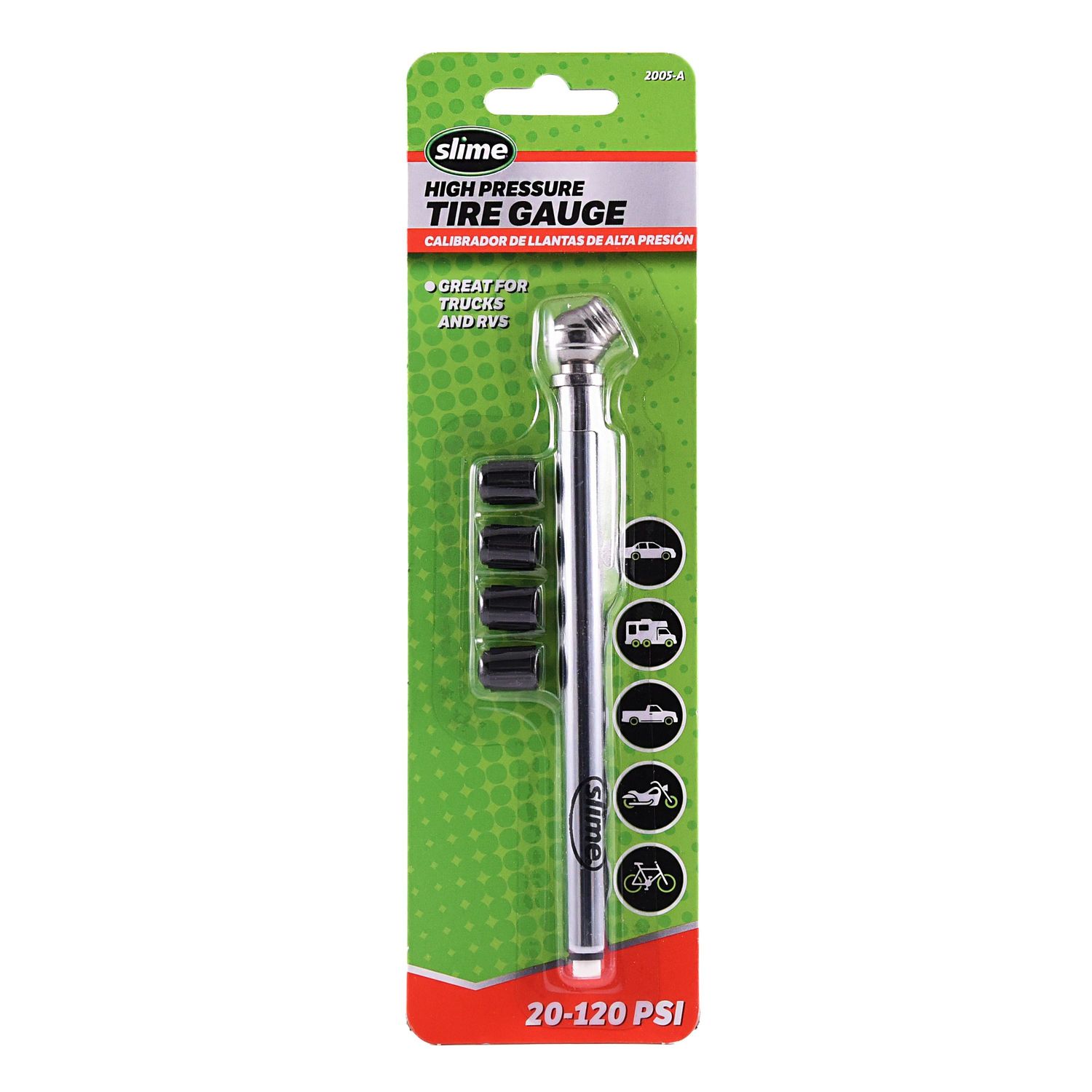 Slime Pencil Tire Gauge with Valve Caps