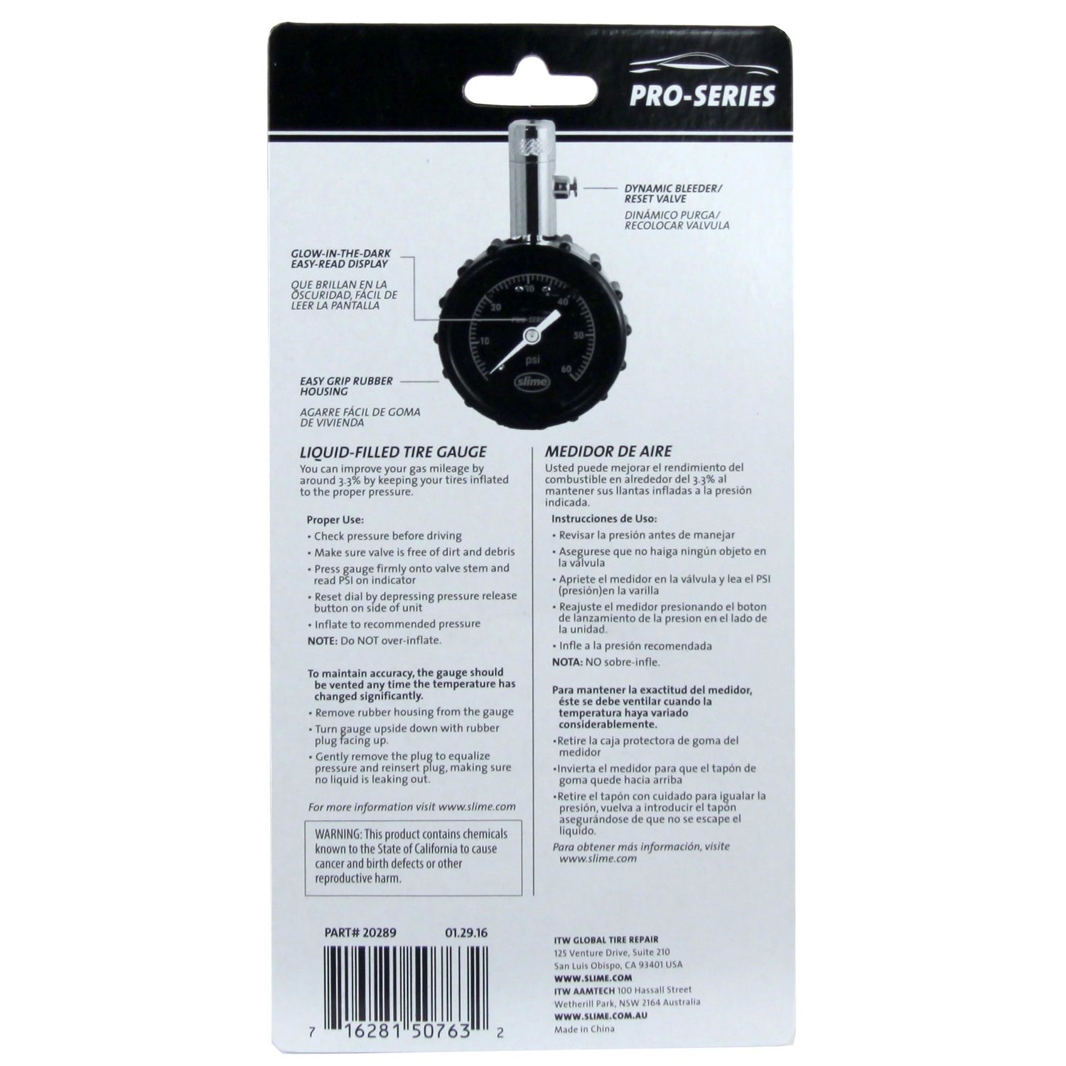 Slime ProSeries Liquid Dial Tire Gauge