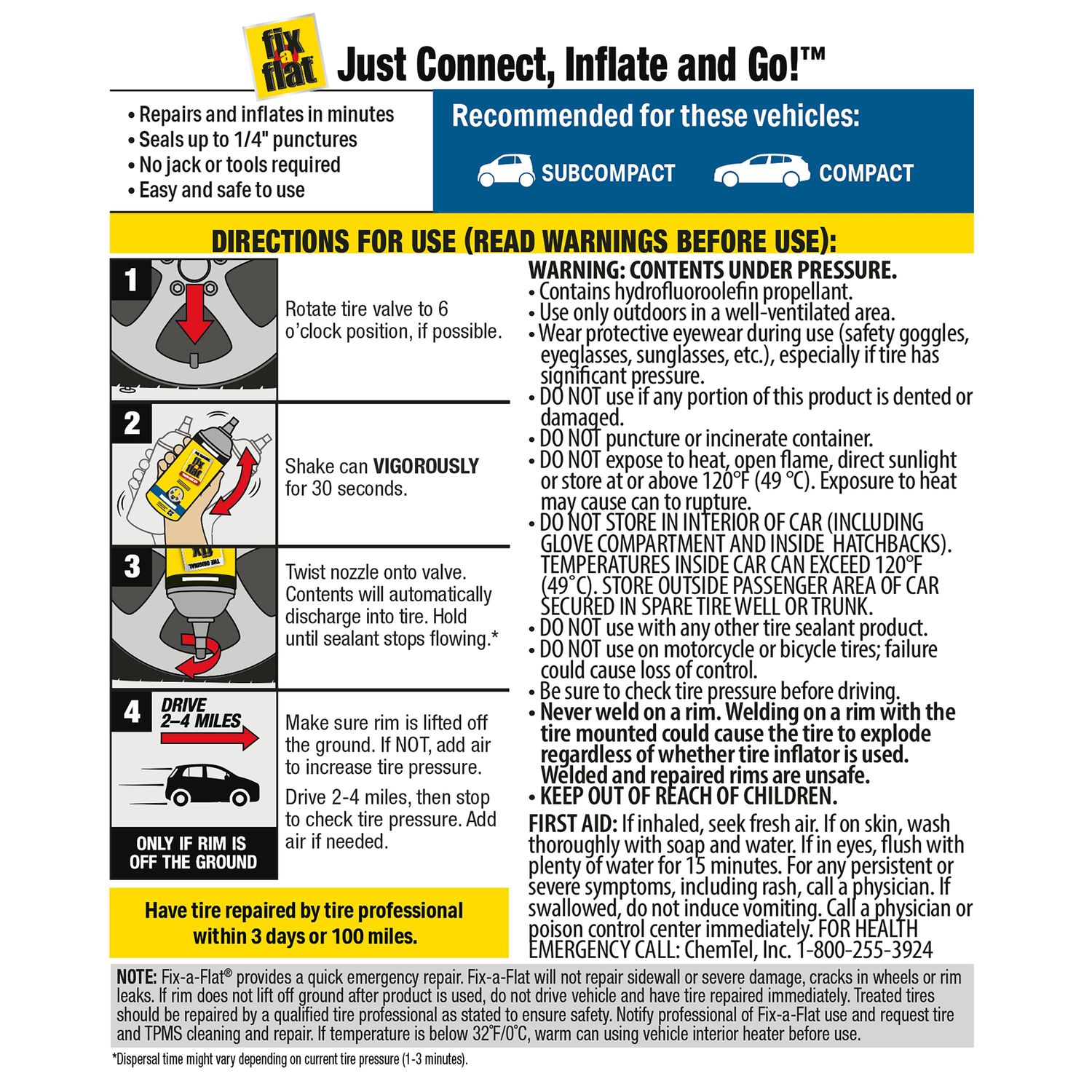 Fixaflat Tire Inflator 12oz