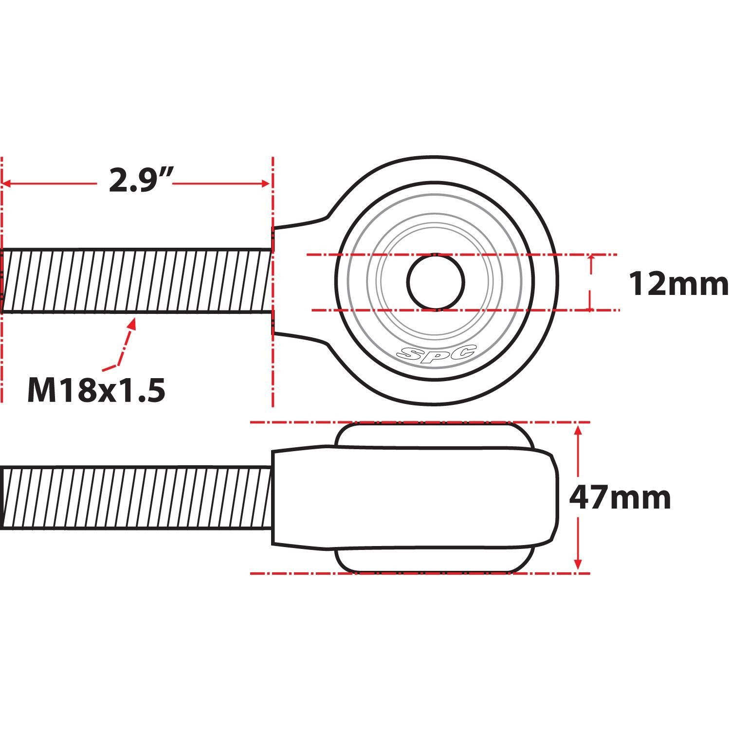 Specialty Products Company xAxis M18-1.5 x 12mm Bolt Rod End Ball Joint