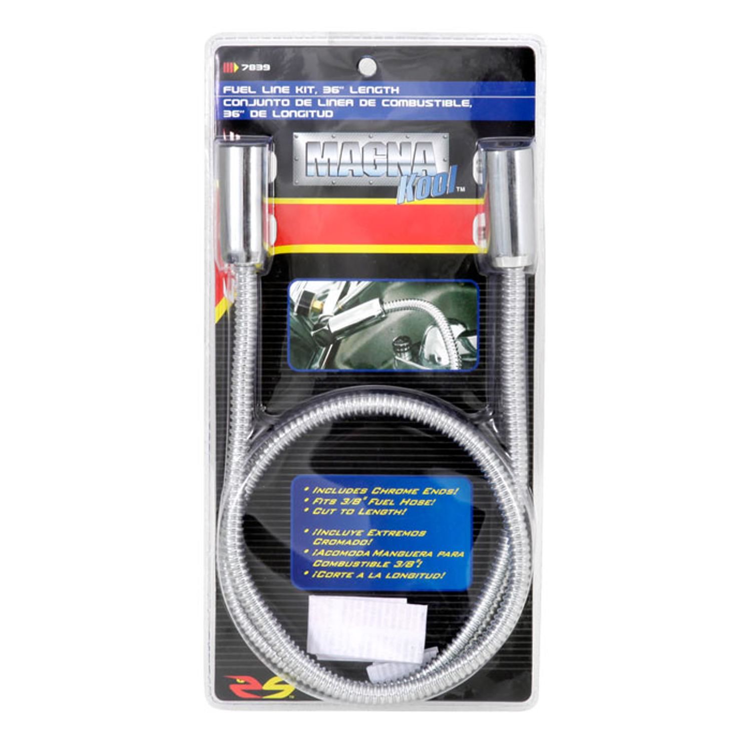 Spectre Chrome 36in X 3/8in Stainless Steel Fuel Line