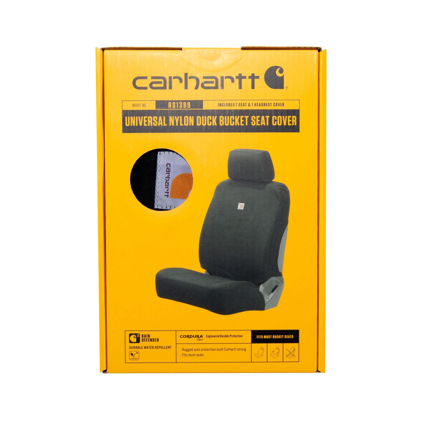 Carhartt Signature Automotive Black Low Back Workwear Seat Cover 2 Piece