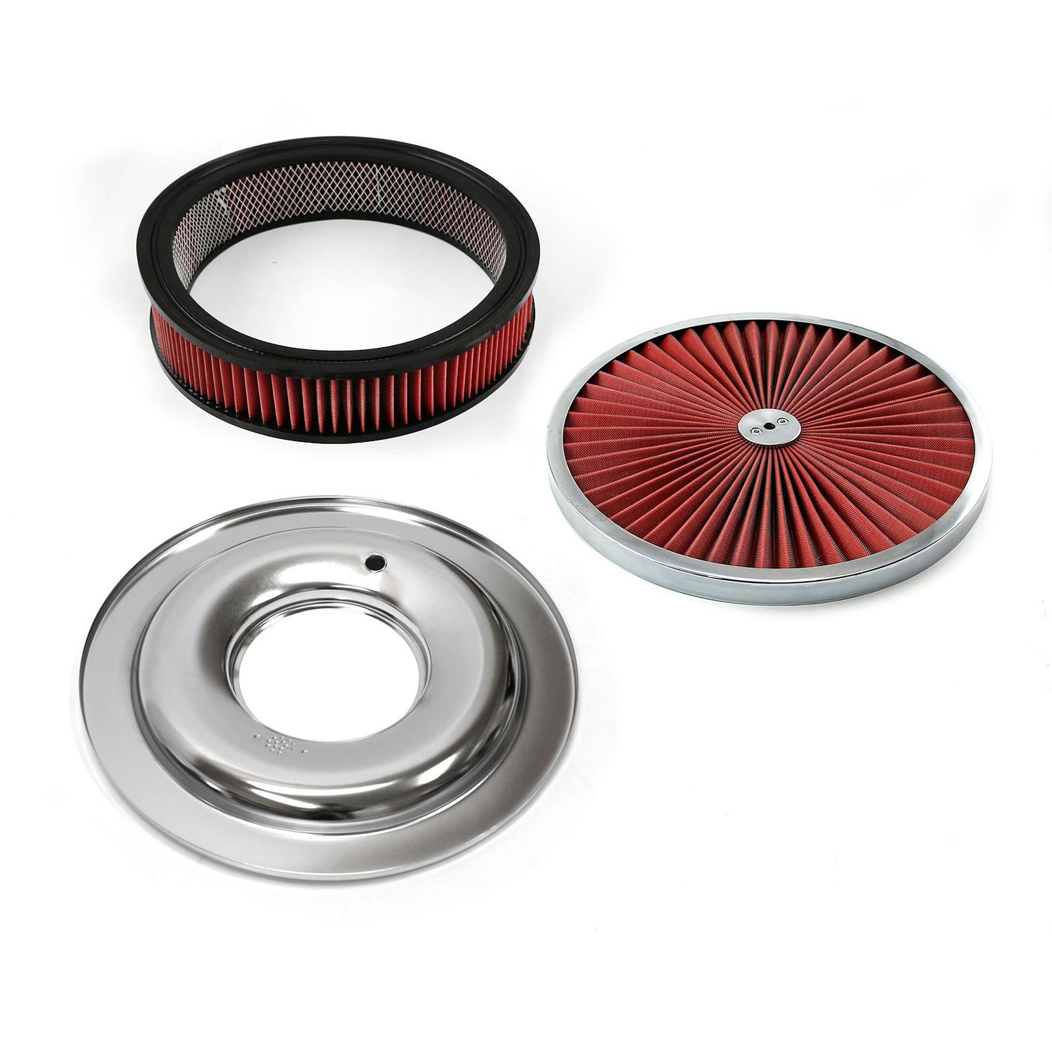 14" X 3" Round Air Cleaner Set – Blue Recessed Chrome Top With Washable Element
