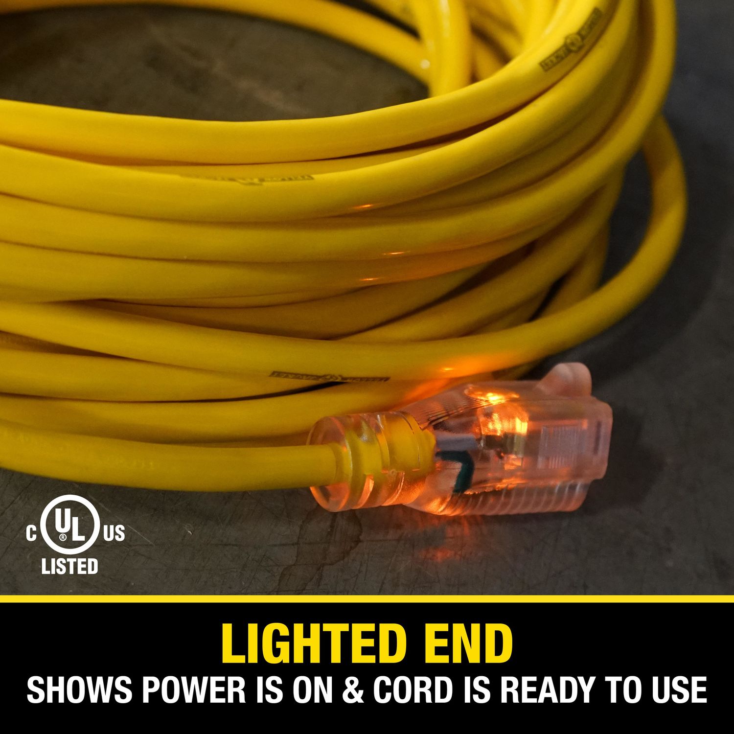 Yellow Jacket 12/3 25Ft Premium Lighted End Extension Cord