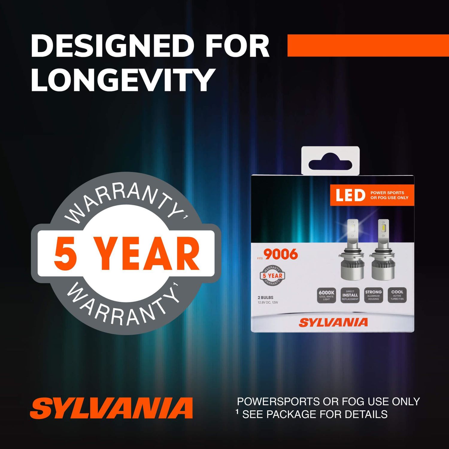 Sylvania OFF Road LED Headlight, Fog light and PowerSport Bulb 9006SLBX2
