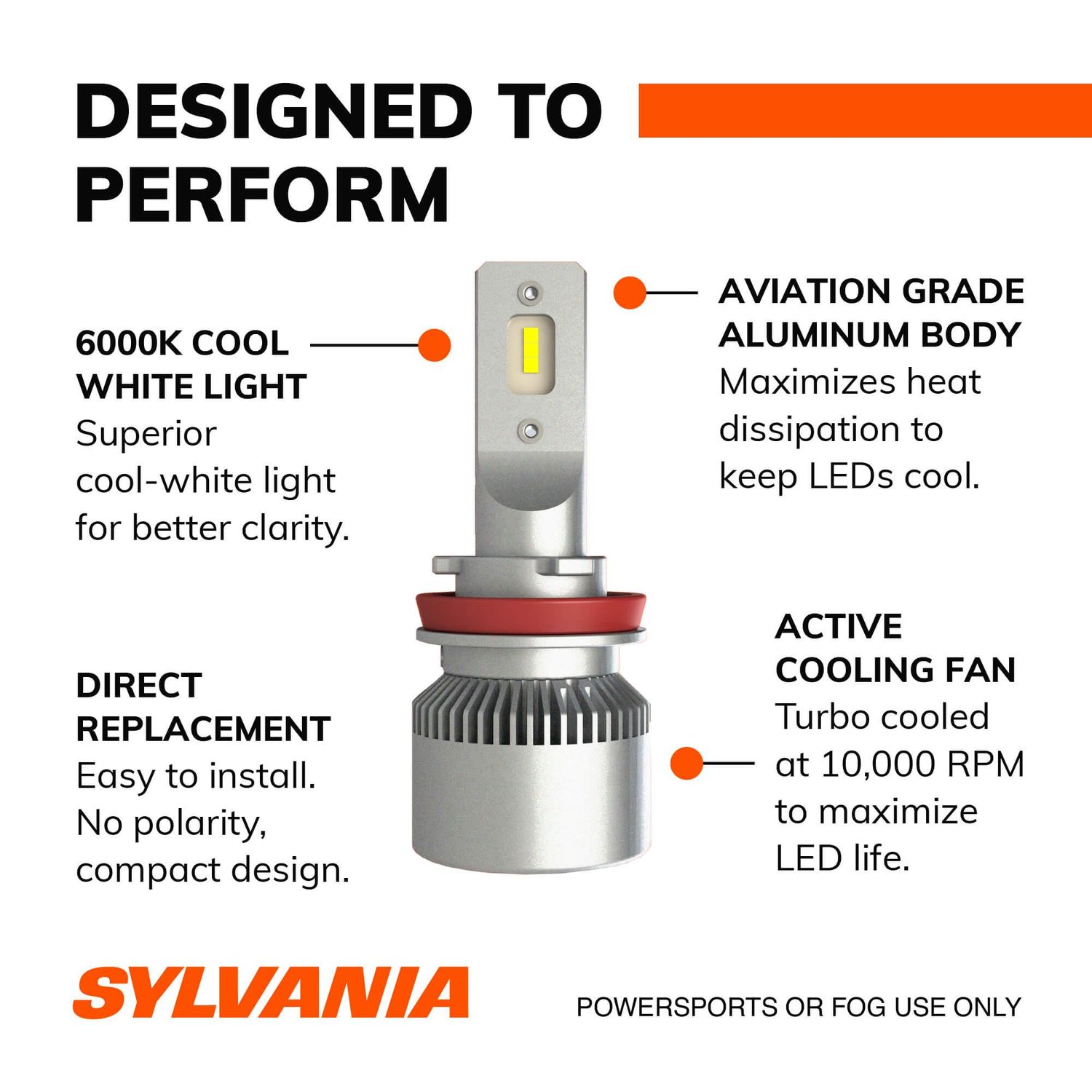 SYLVANIA Bombillas LED H1 Powersport para faros delanteros para uso  todoterreno o luces antiniebla, paquete de 2