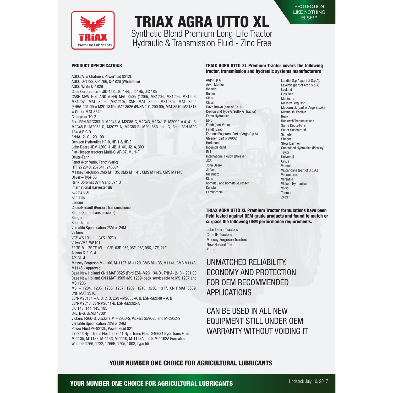 Triax Lubricants Agra Utto Xl Synthetic Blend Tractor Hydraulic Fluid 1Gal