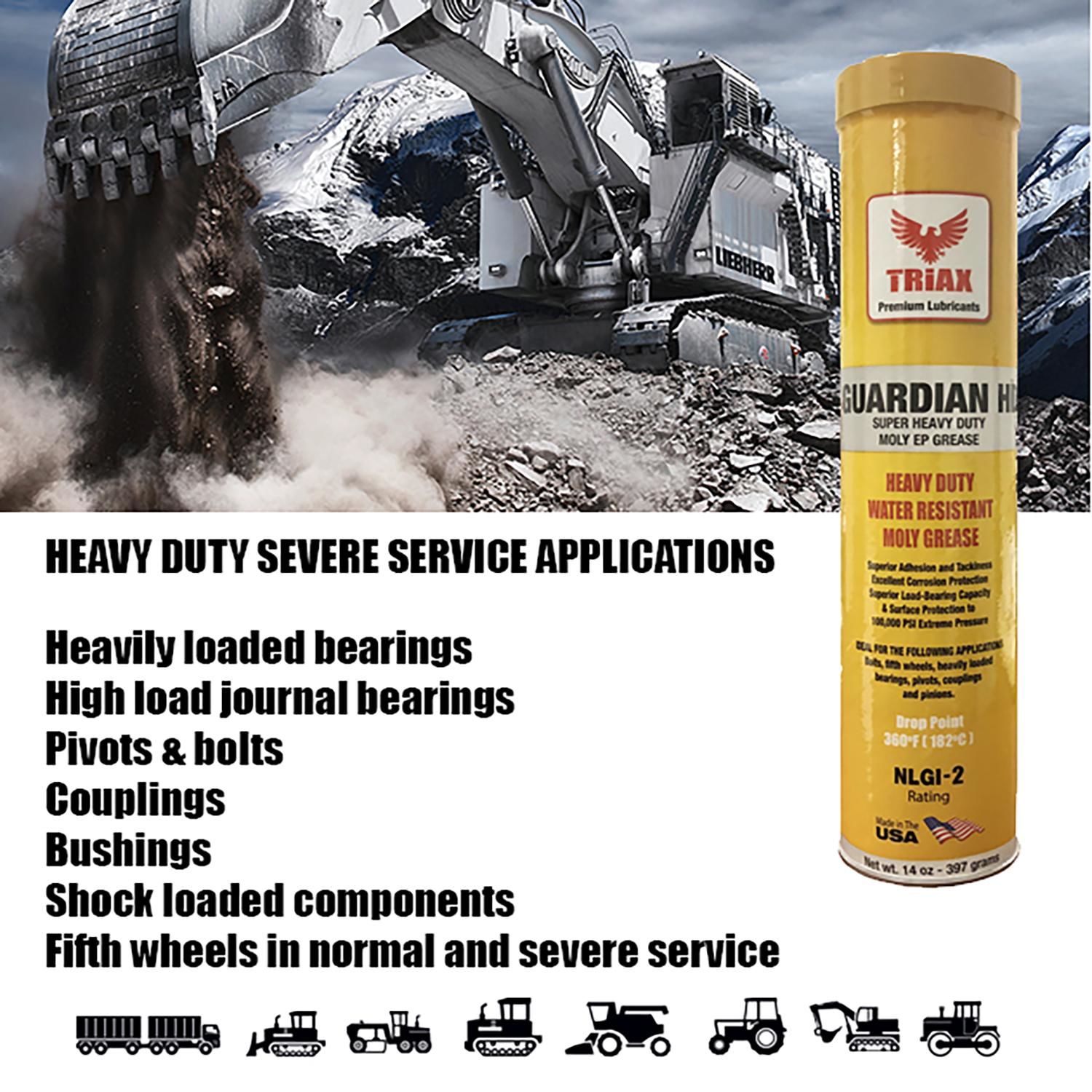 Triax Lubricants Guardian HD Heavy Duty Moly Grease 14oz