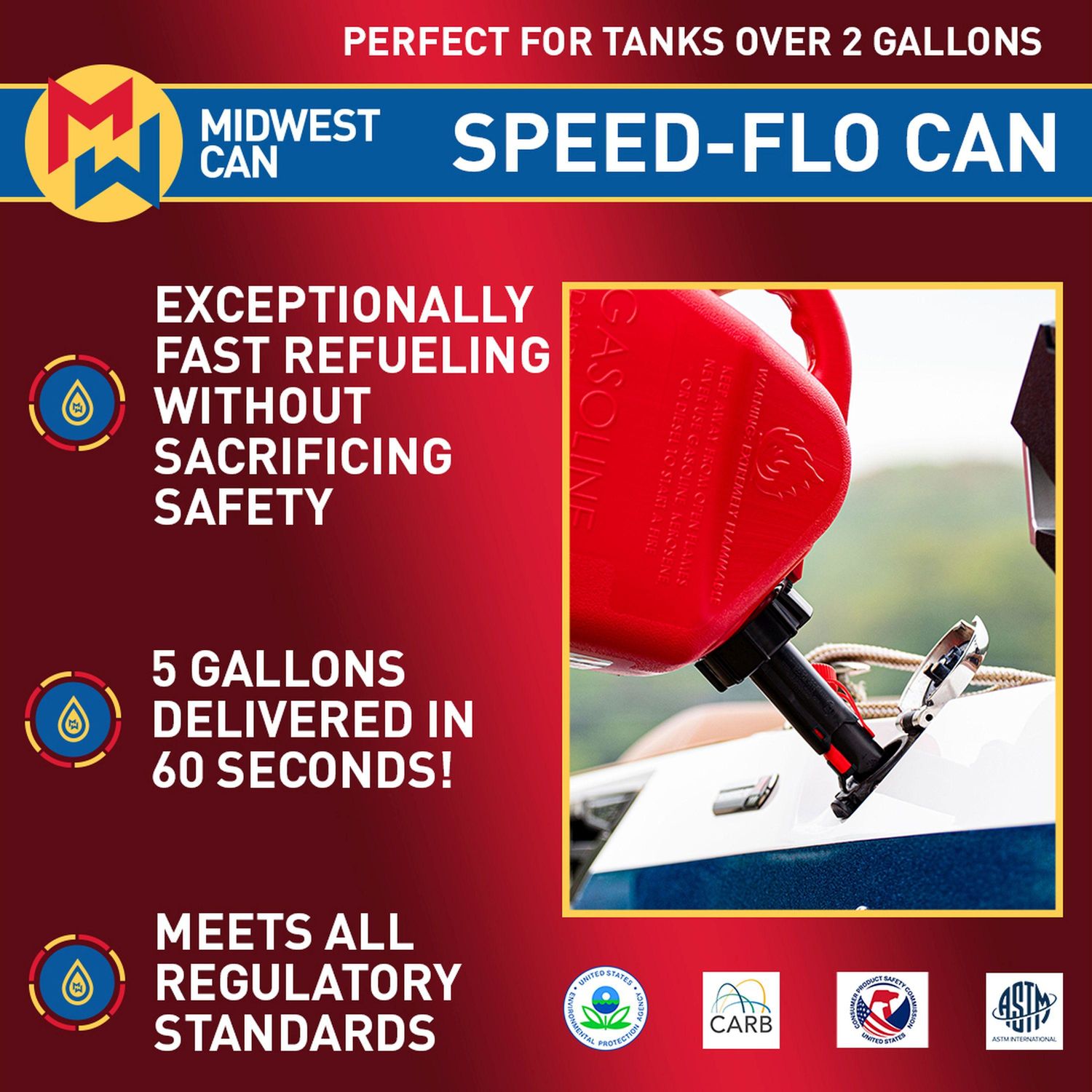 Midwest Can Yellow Racing Diesel Can 5 Gallon