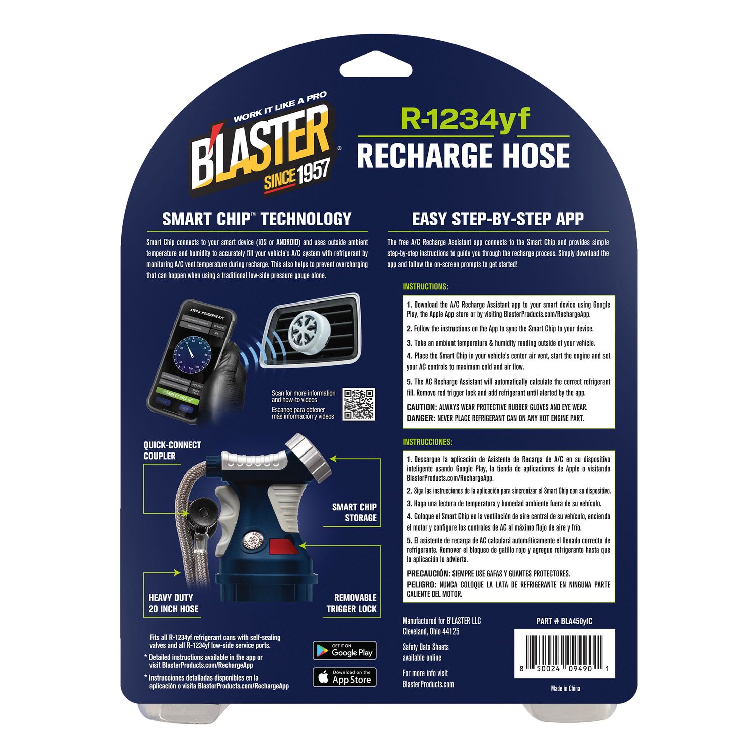 B'laster R1234yf Recharge Hose with Smart Chip