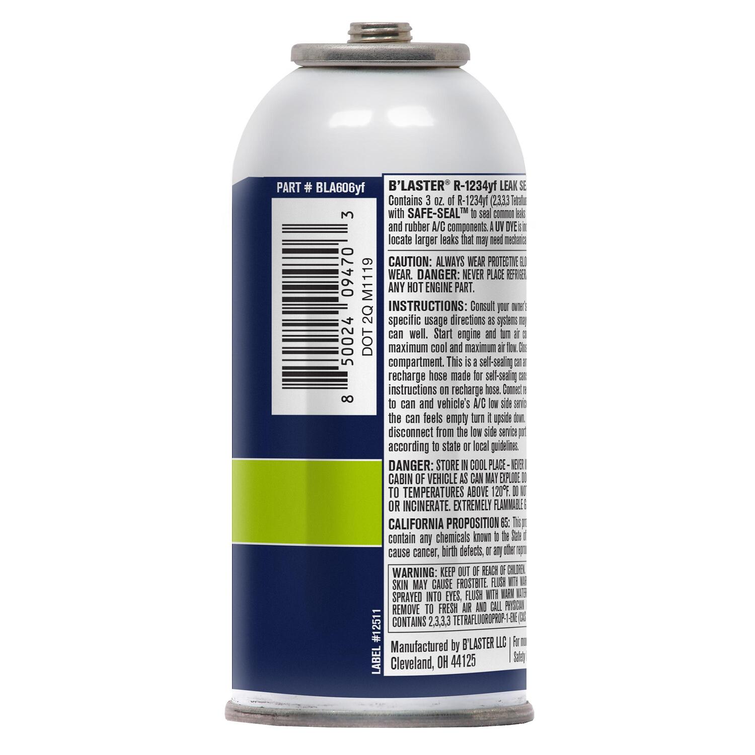 B'laster R1234YF Refrigerant, Stop Leak, UV Dye
