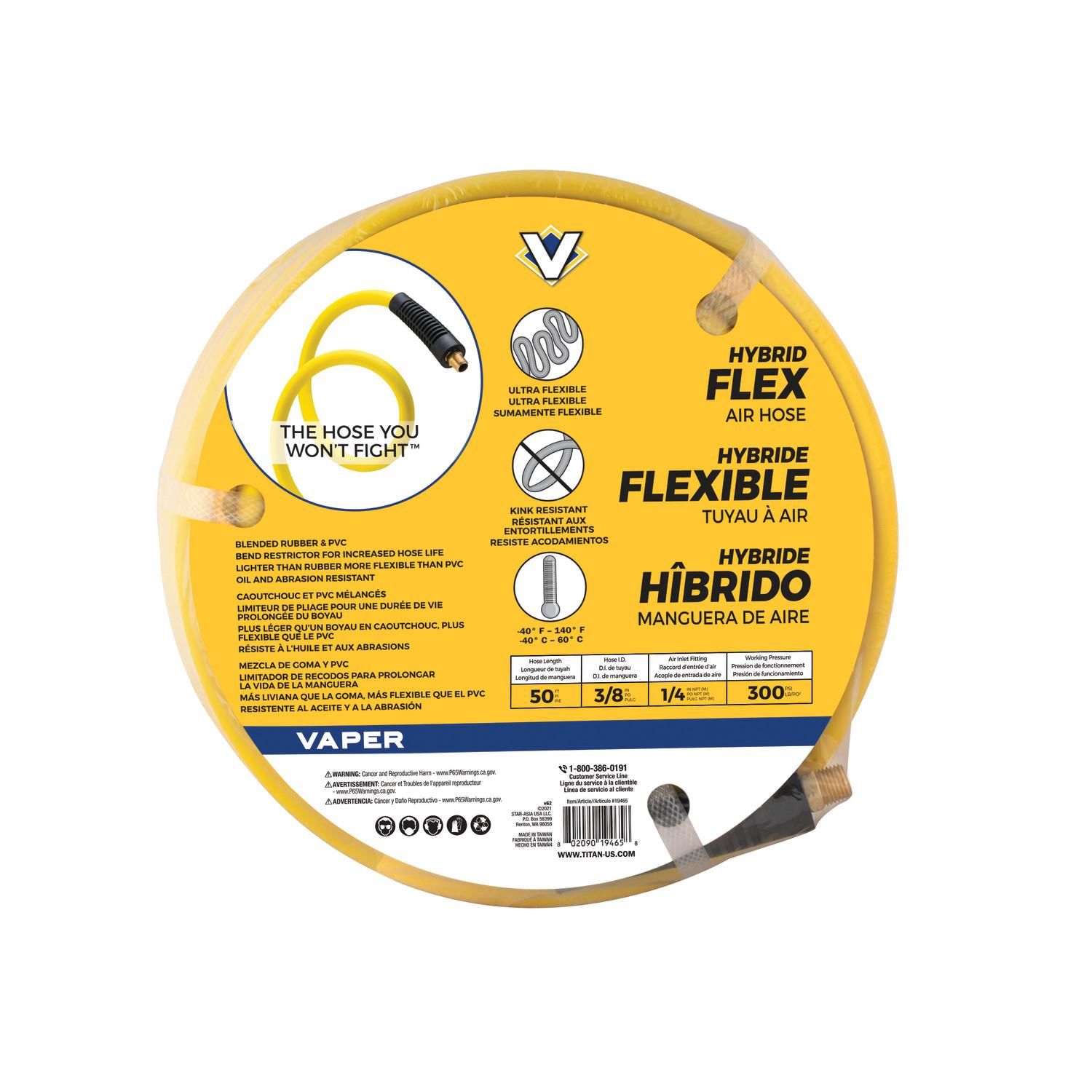 Titan Products 3/8in x 50ft Hybrid Air Hose
