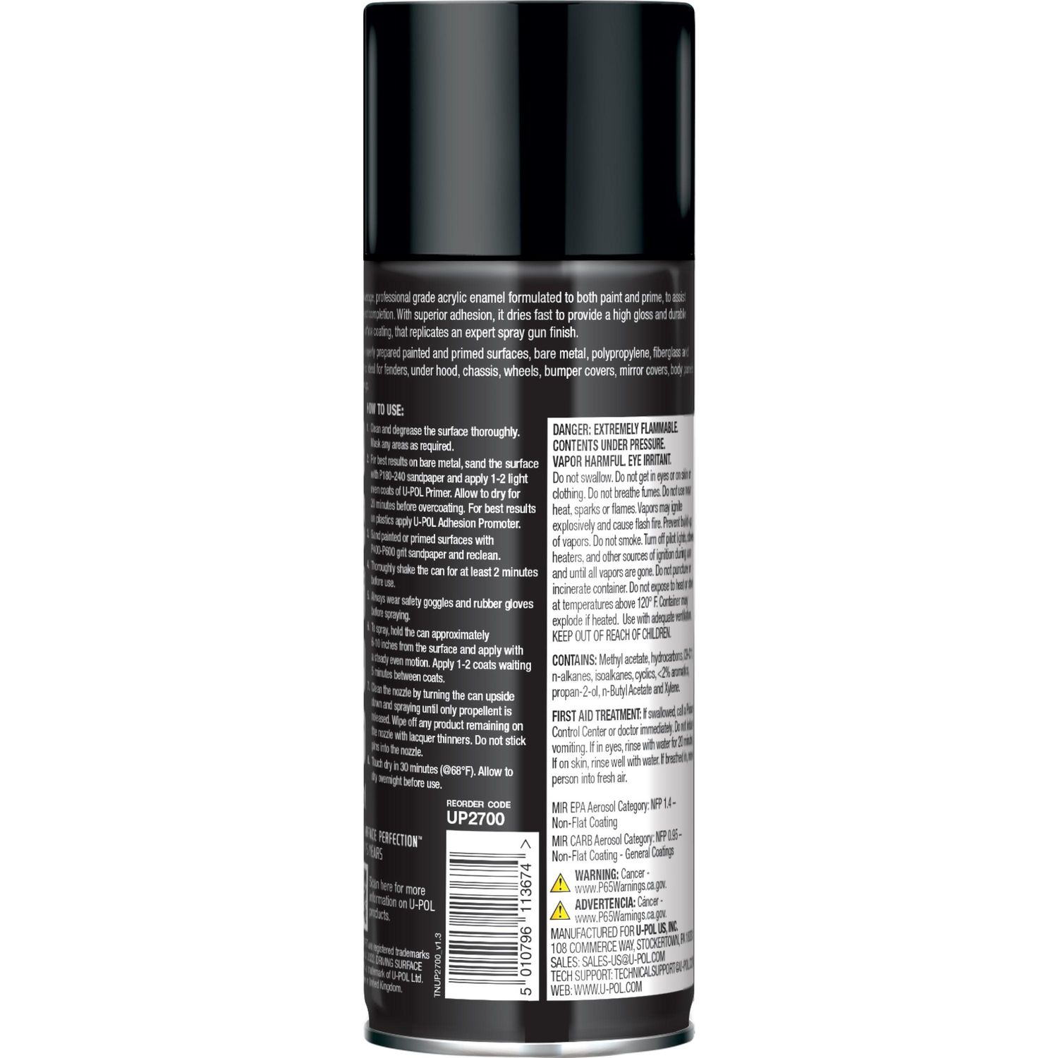 U-POL Gloss Black Smart Shade General Purpose Spray Paint