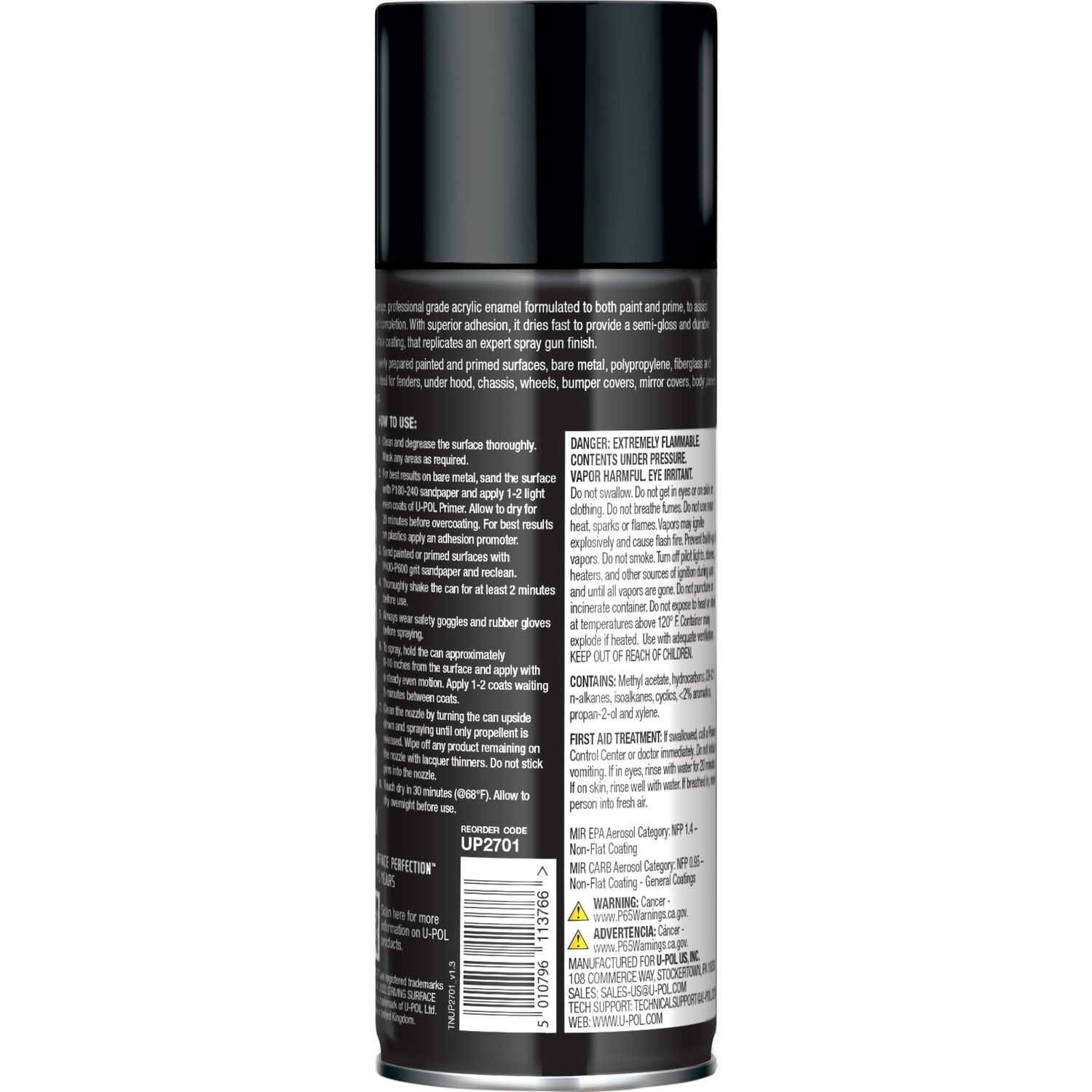 U-POL Semi-Gloss Black Expert Acrylic Enamel