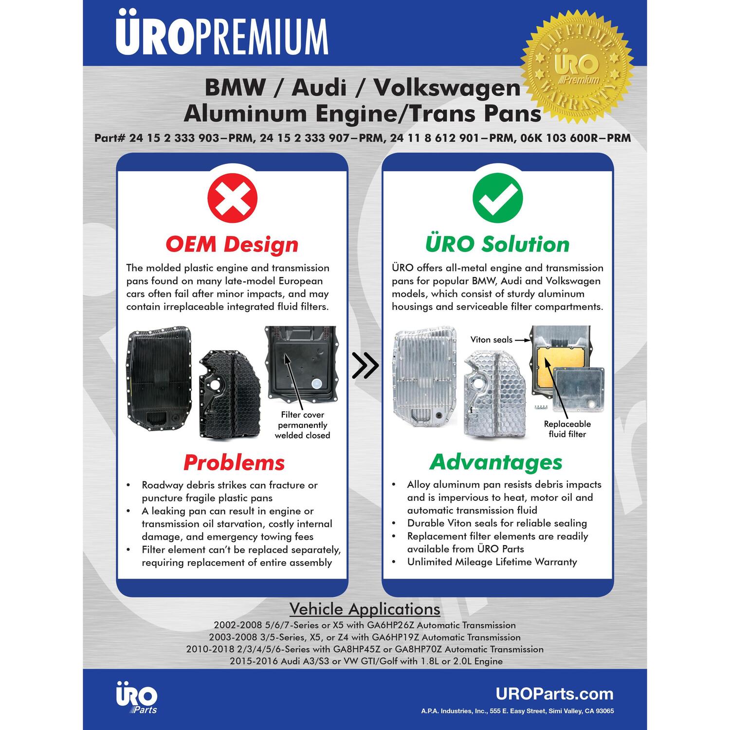 URO Parts Auto Transmission Oil Pan - OEM Replacement Part #09G321361A - View #6