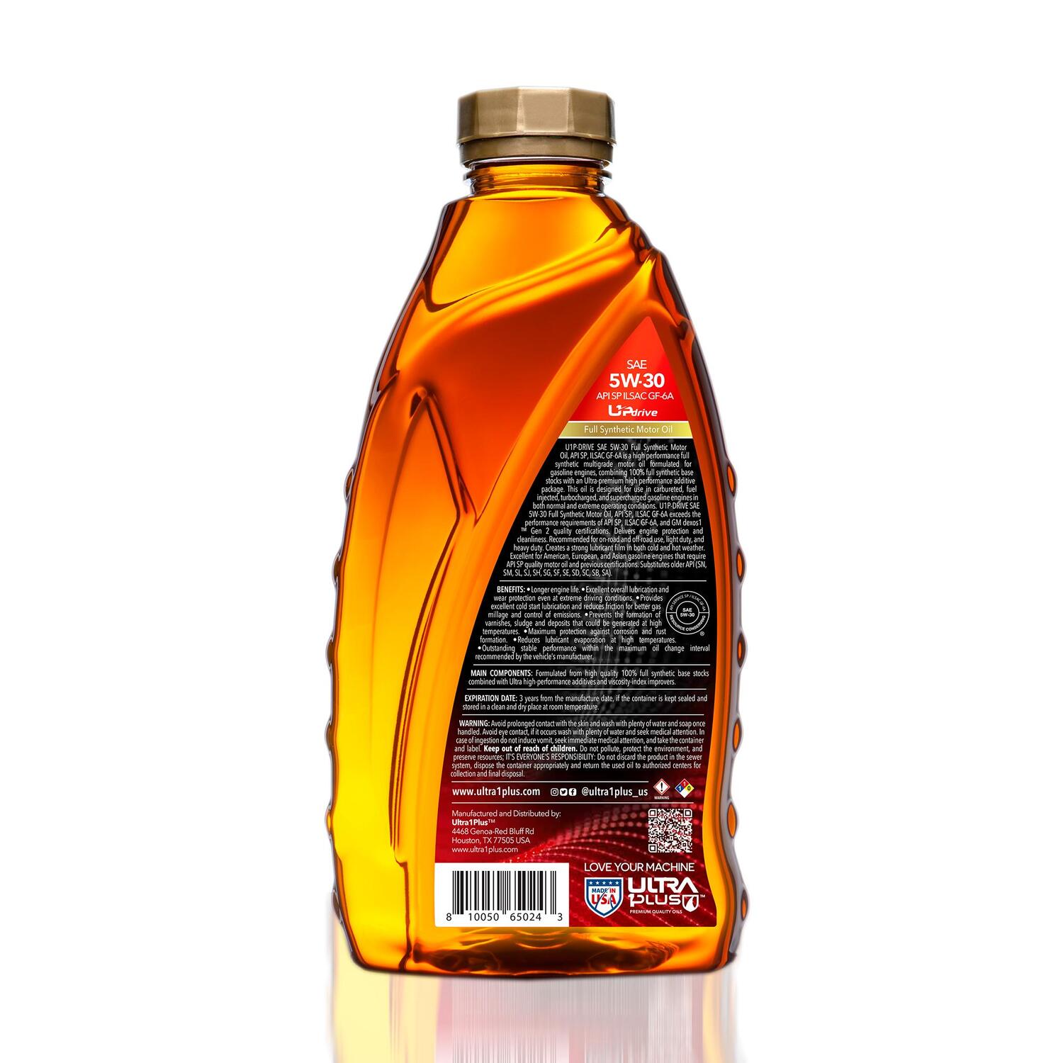 Ultra1Plus Synthetic Motor Oil API SP ILSAC GF-6A, SAE 5W-30 1 Quart