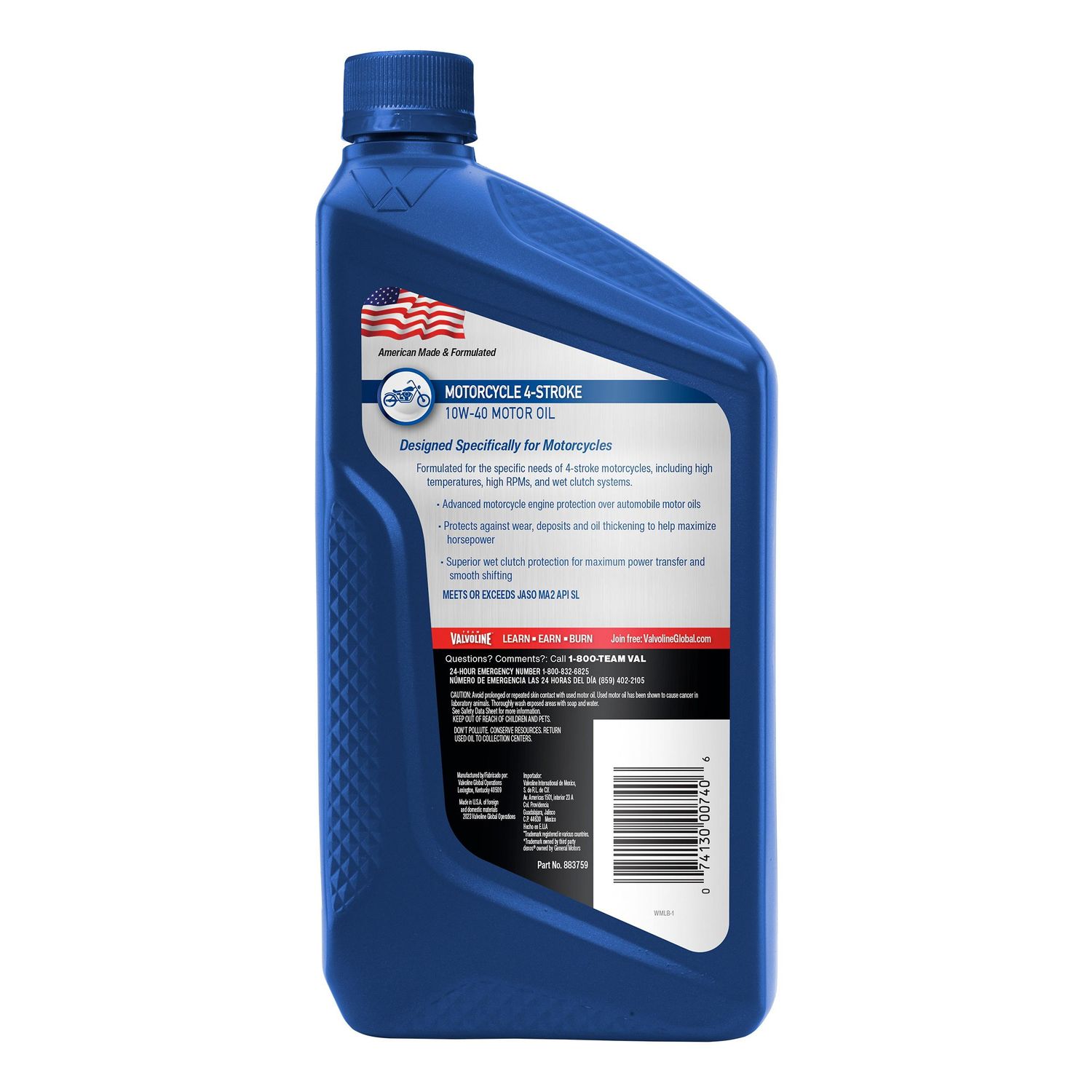 Valvoline 4 Stroke Motorcycle Engine Oil 10W-40 1 Quart