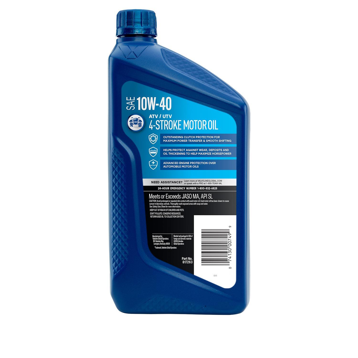 Valvoline 4 Stroke ATV and UTV Engine Oil 10W40 1 Quart